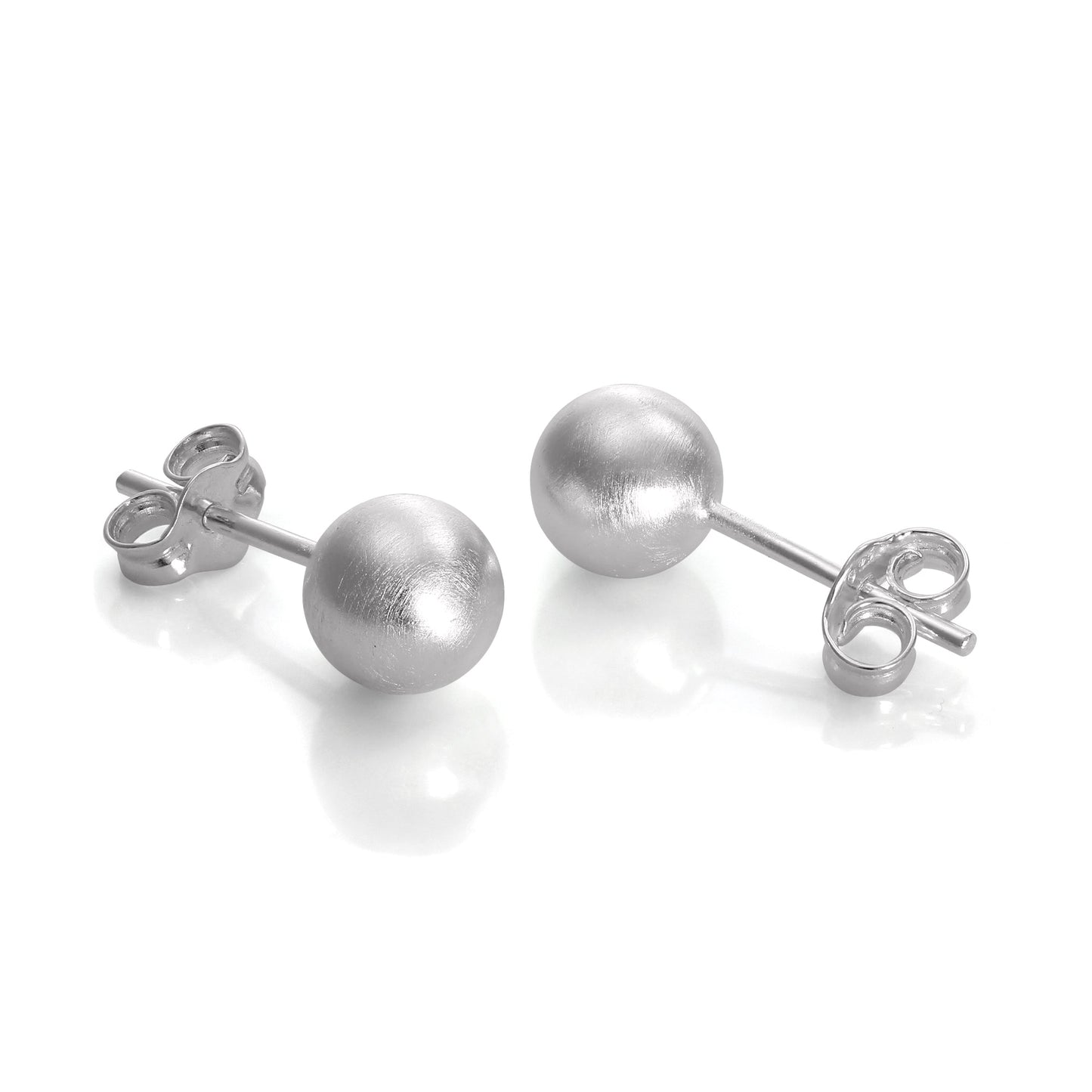 Brushed Sterling Silver Ball Stud Earrings 3mm - 10mm