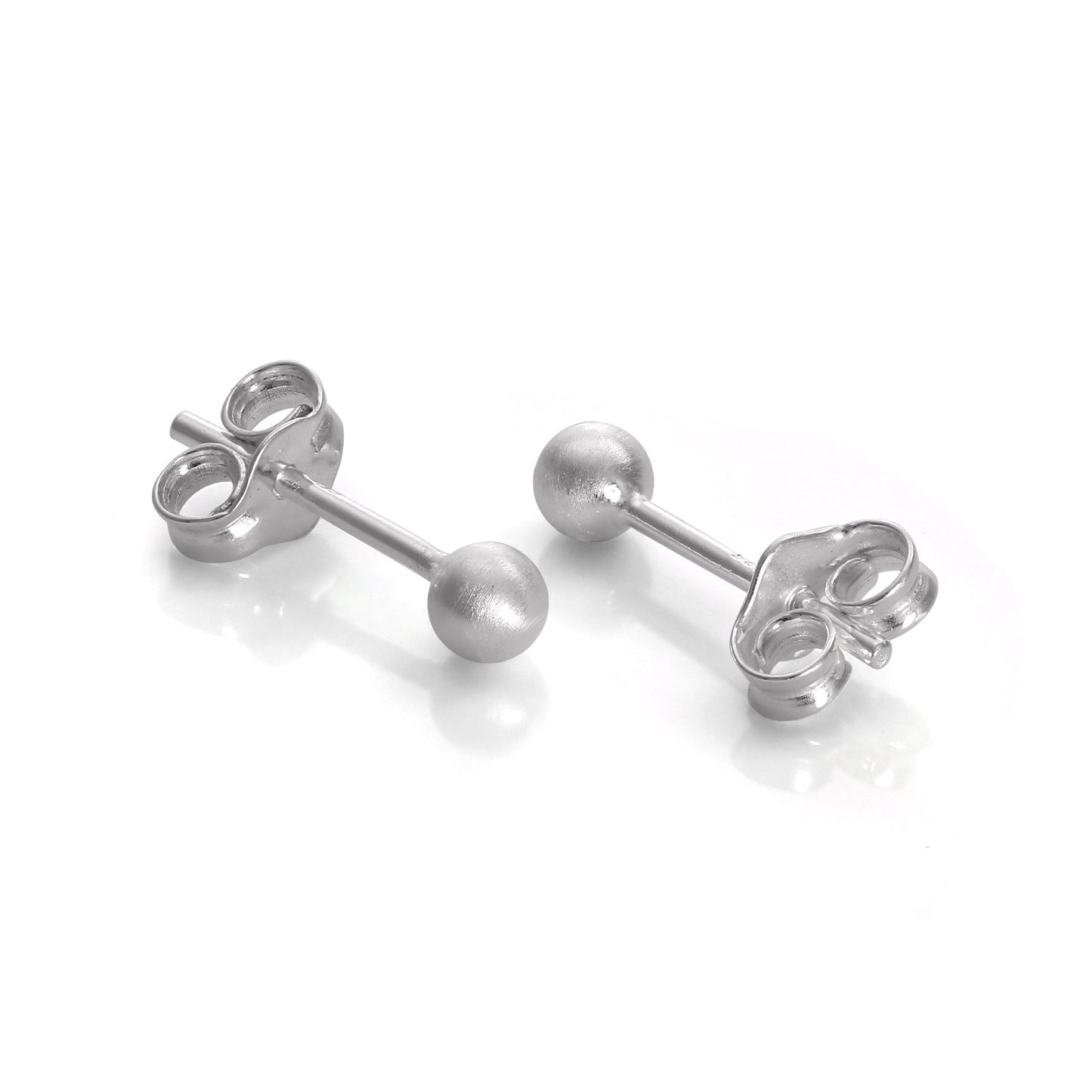 Brushed Sterling Silver Ball Stud Earrings 3mm - 10mm
