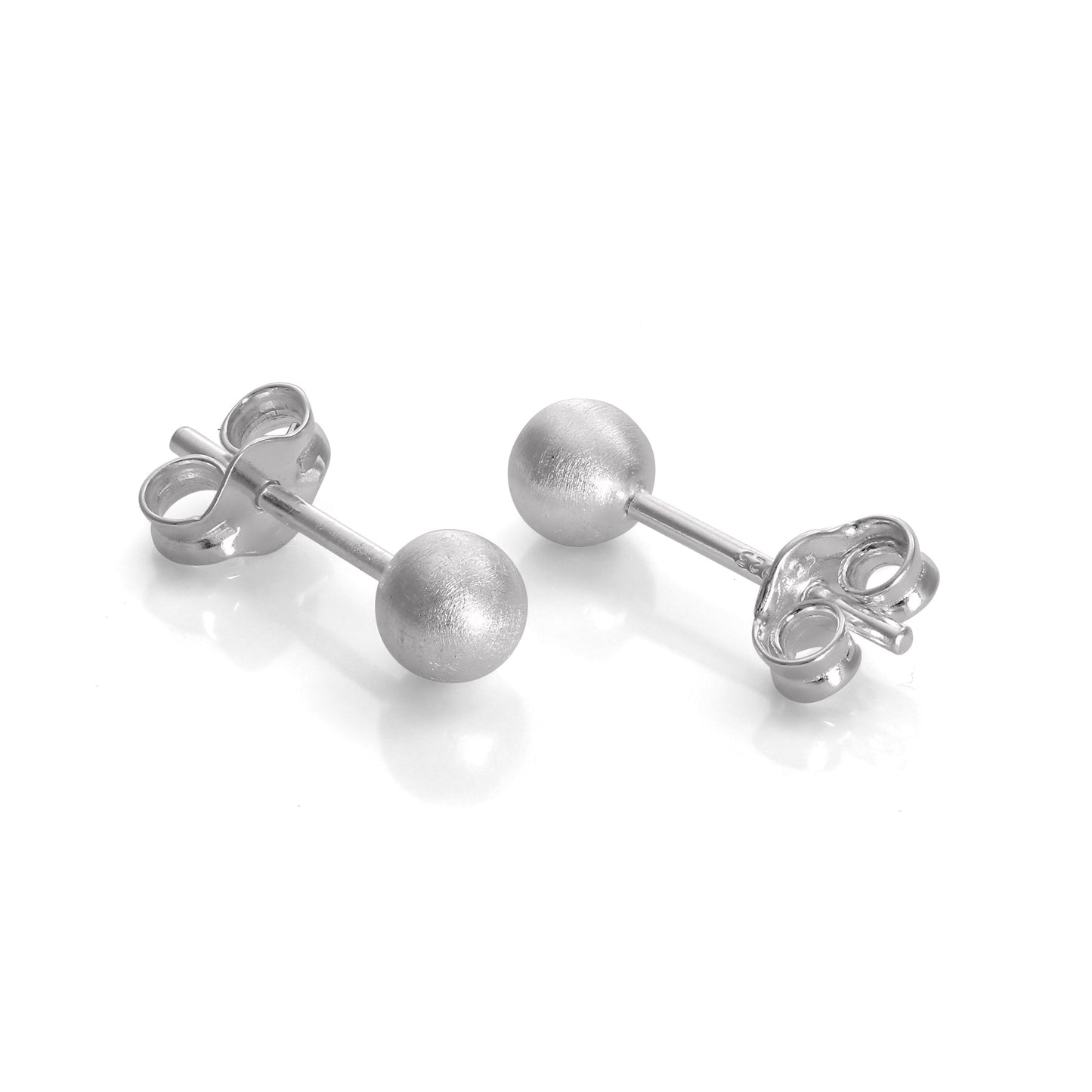 Brushed Sterling Silver Ball Stud Earrings 3mm - 10mm