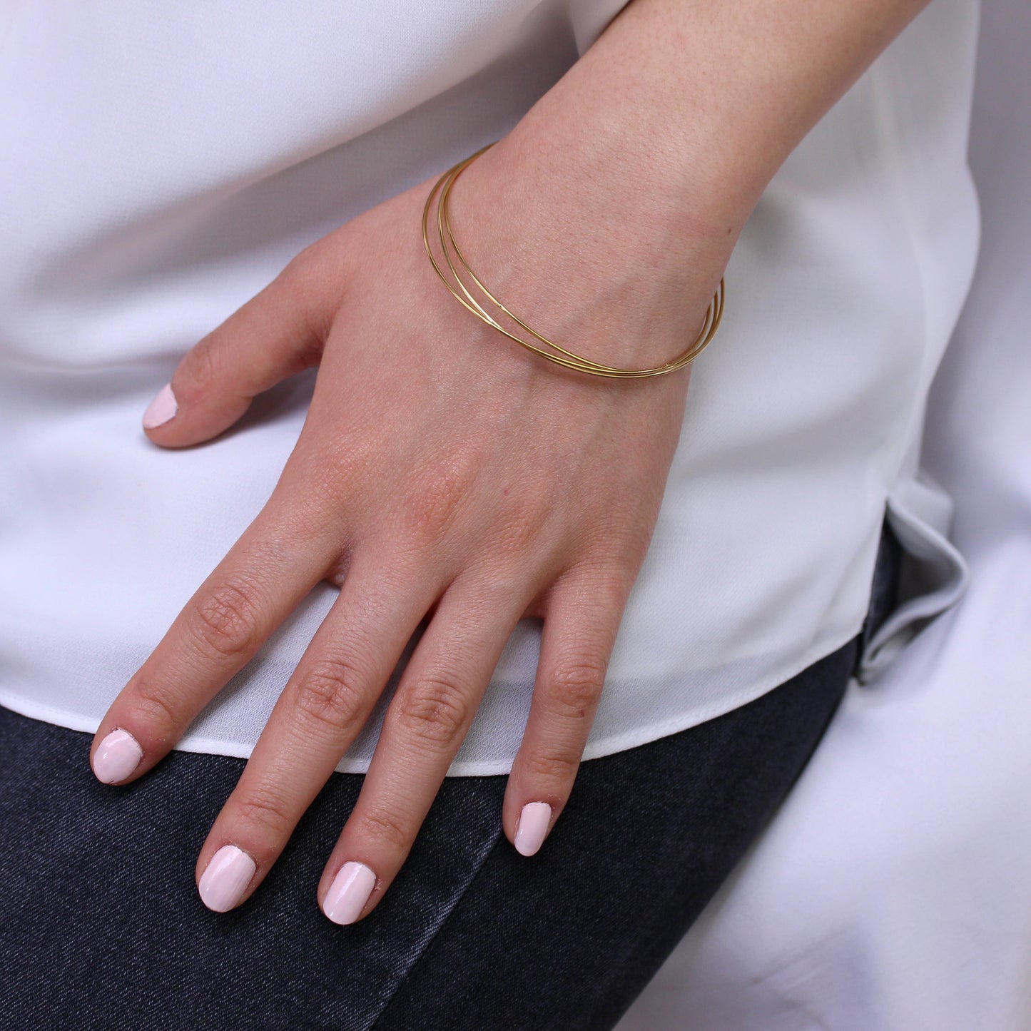 Gold Plated Sterling Silver Triple Stacking Bangle