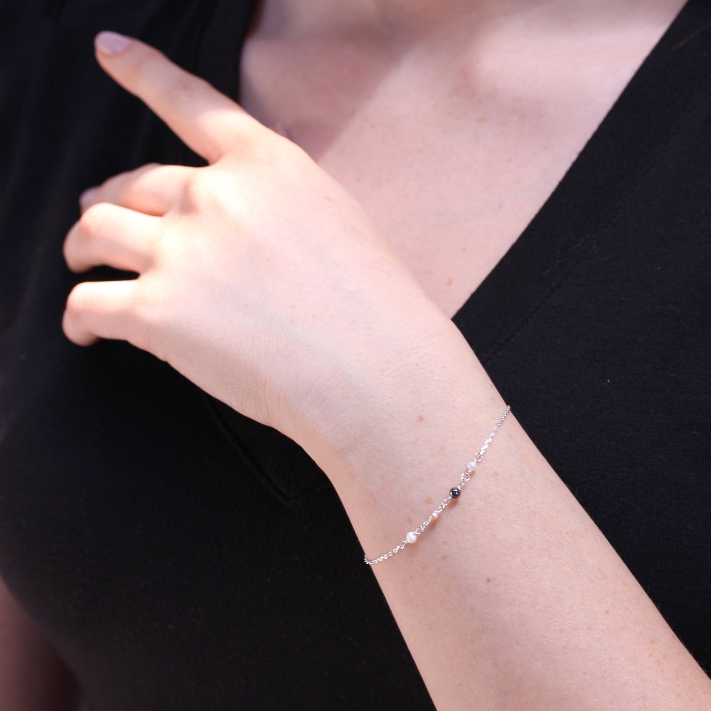 Sterling Silver Fine Bracelet with 3.5mm Pearls