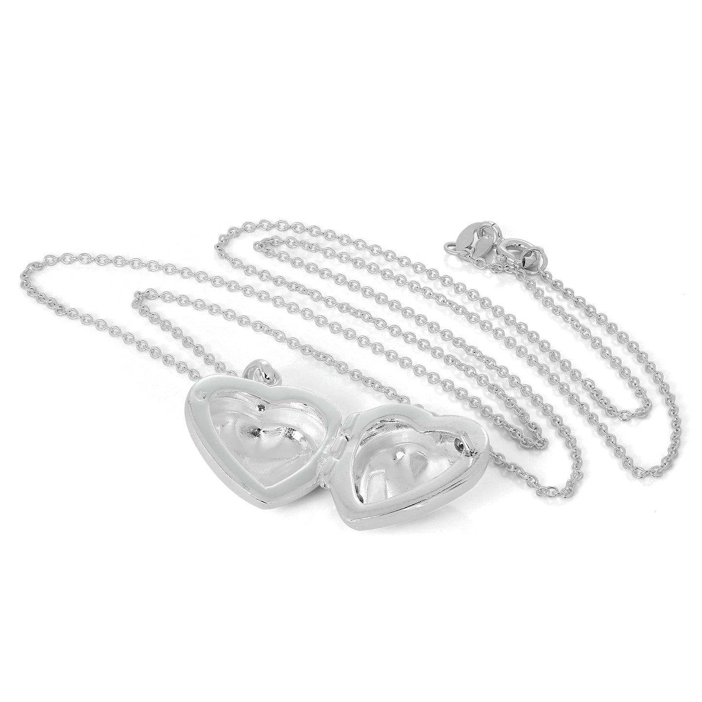 Sterling Silver Double Heart Locket Necklace on Chain