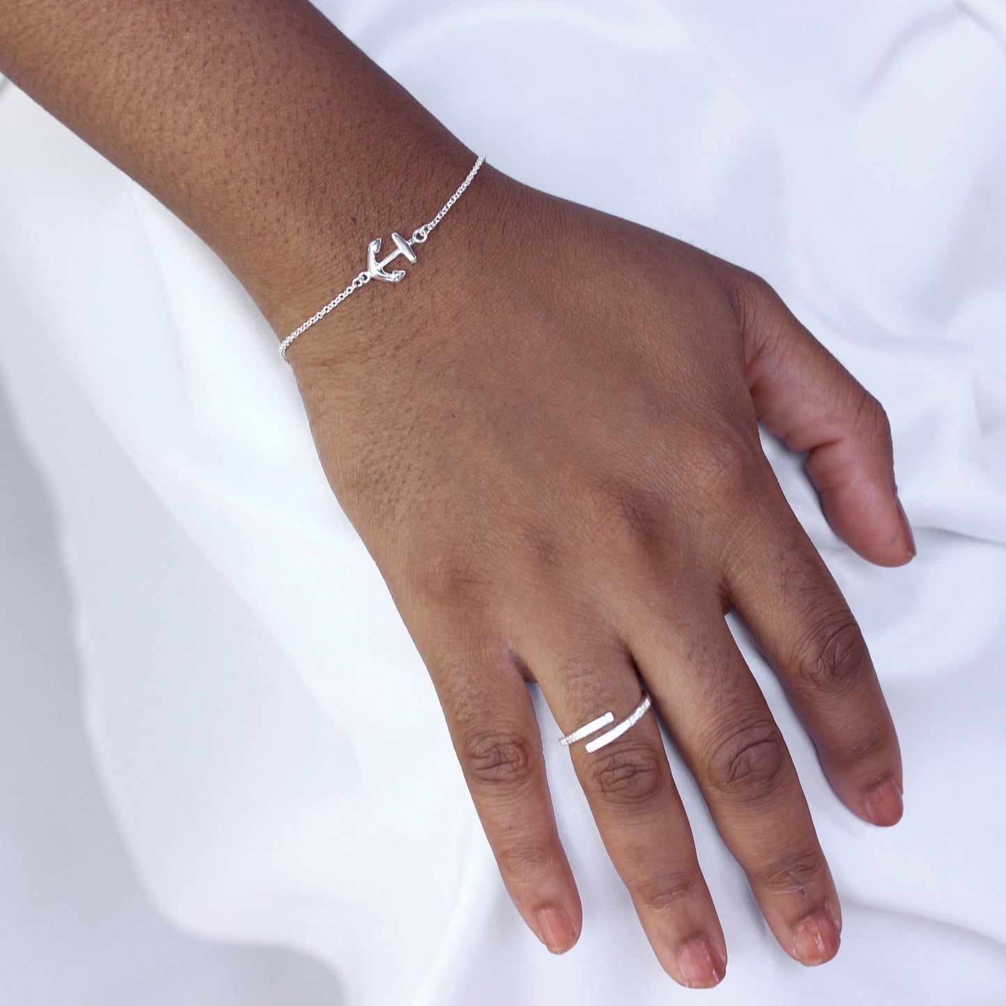Sterling Silver Belcher Bracelet with Anchor
