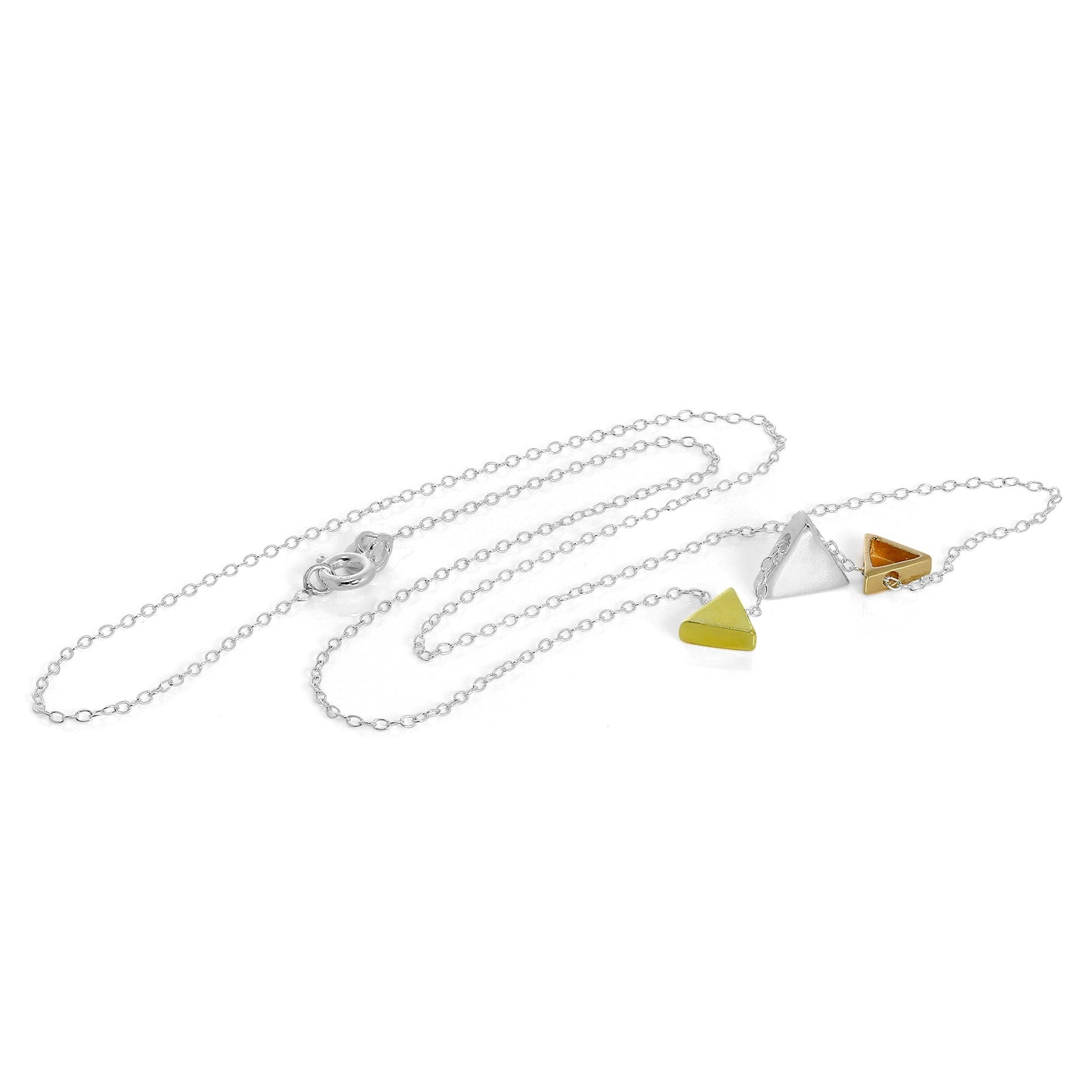 Gold Plated Sterling Silver Trapezium Necklace on 18 Inch Chain