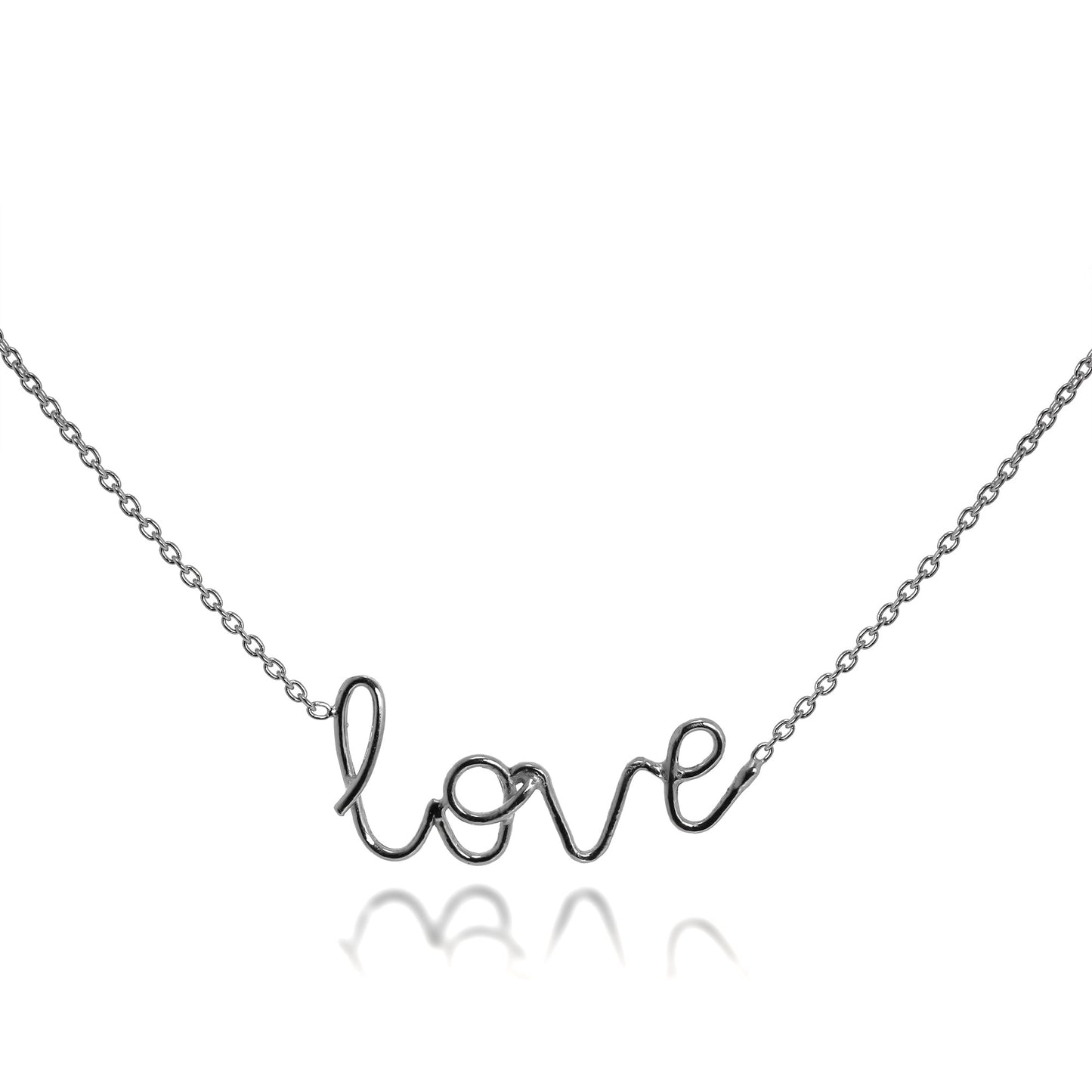 Sterling Silver Love Necklace on 16 + 2 Inch Chain