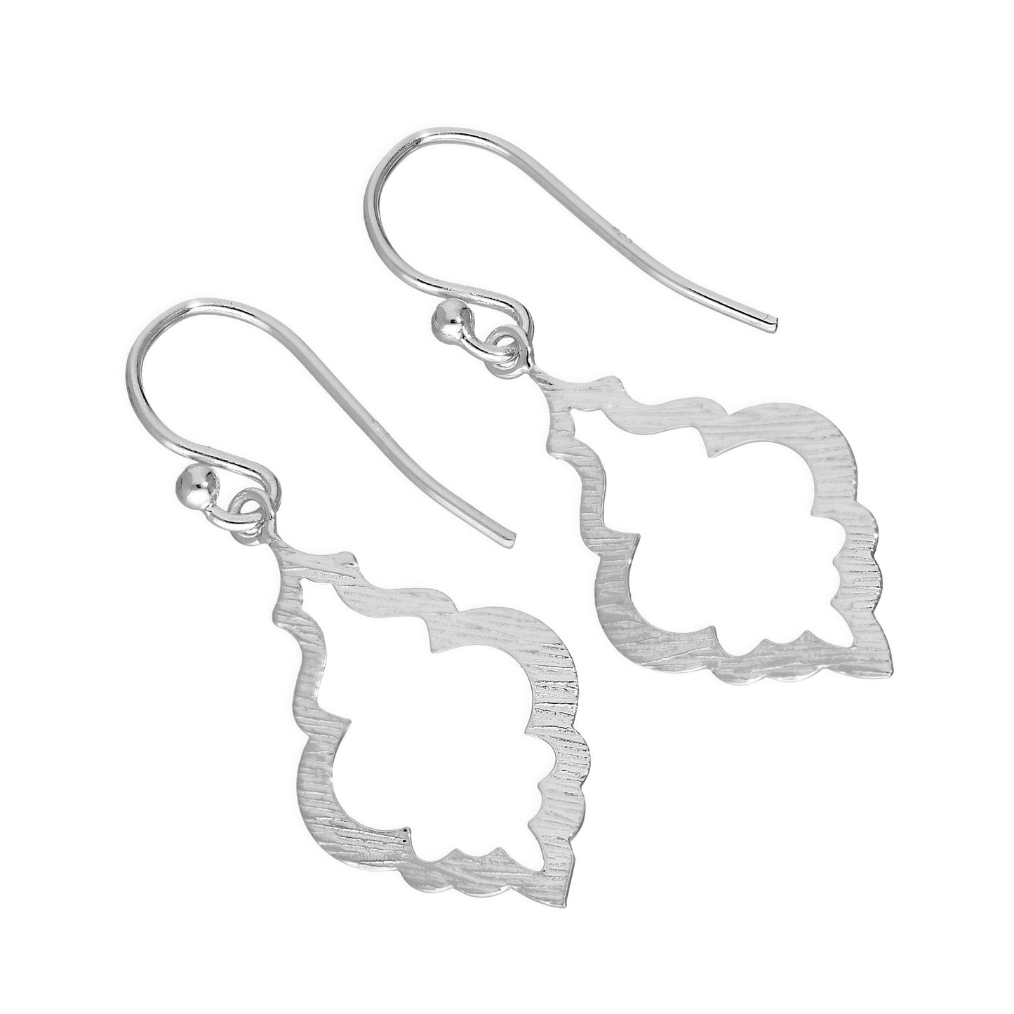 Sterling Silver Open Shell Shape Drop Earrings