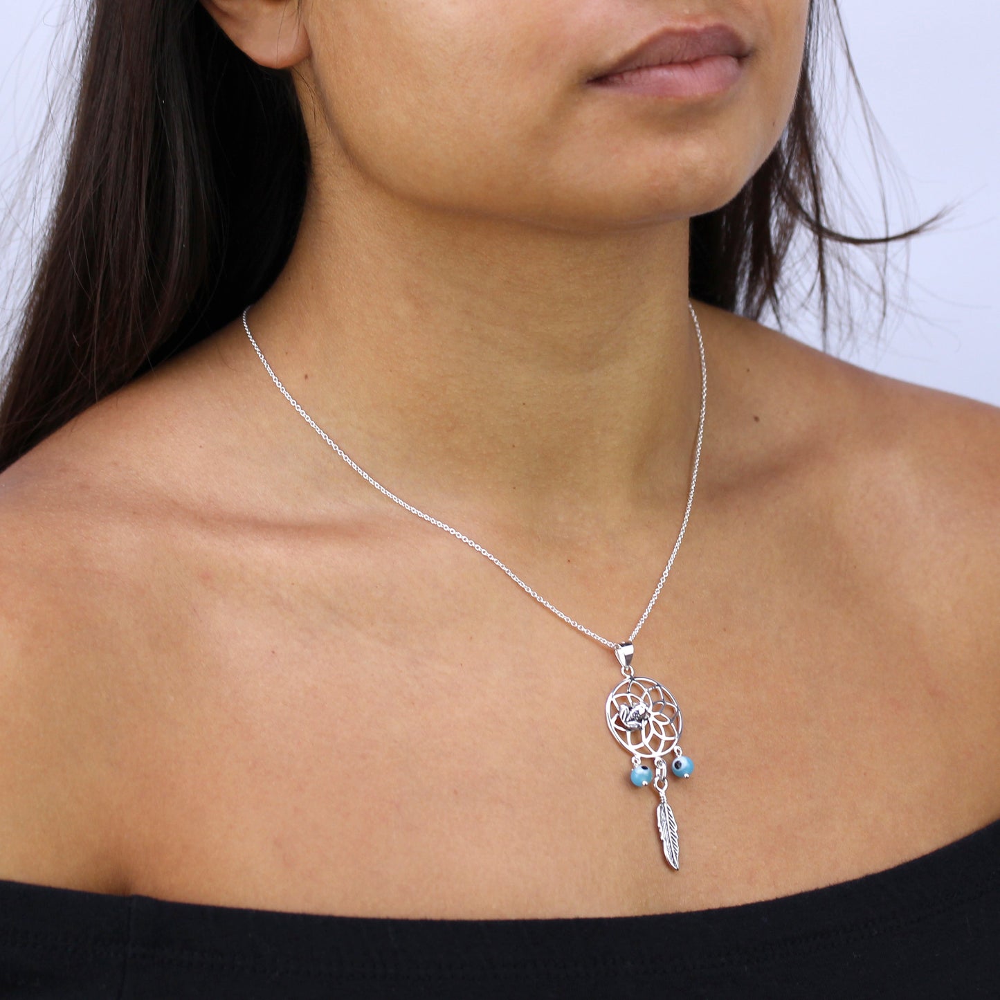 Large Sterling Silver Dreamcatcher Necklace on Chain