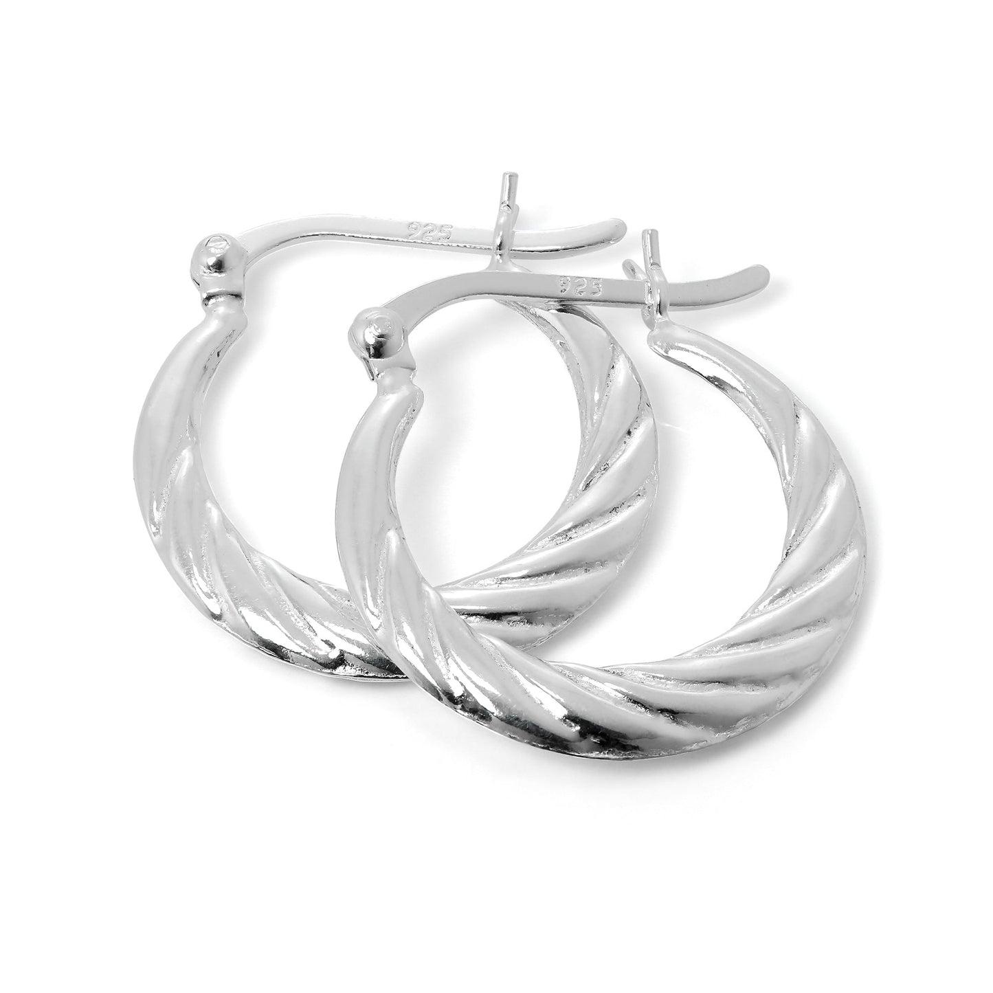 Sterling Silver Twisted Creole 19mm Hoop Earrings