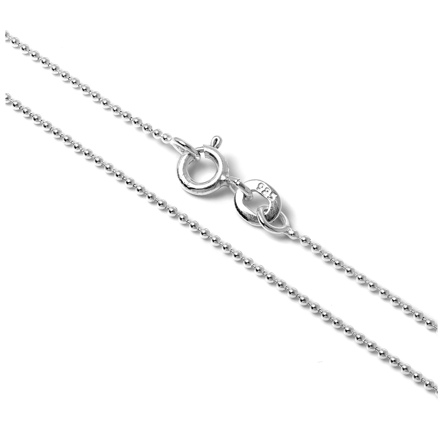 Sterling Silver 1mm Bead Chain 14 - 22 Inches
