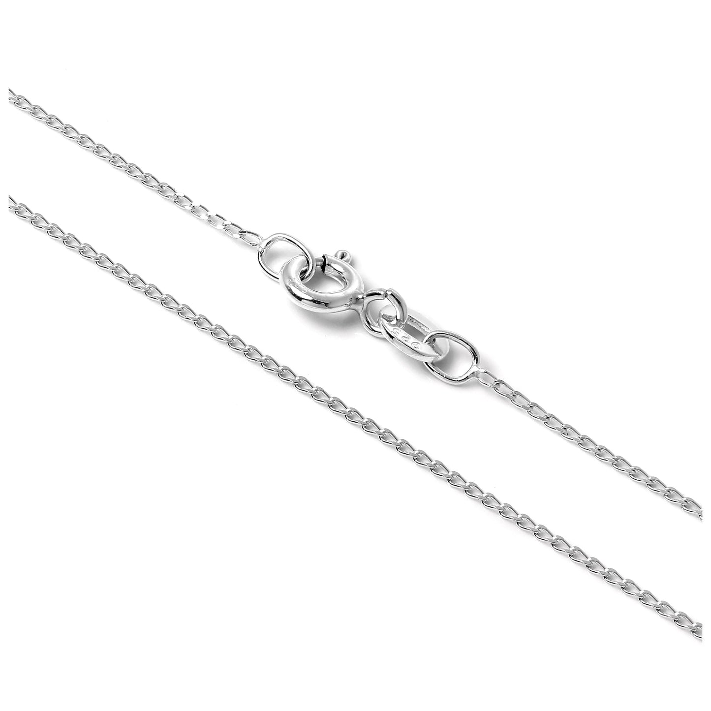 Sterling Silver Diamond Cut Elongated Curb Chain 14 - 22 Inches