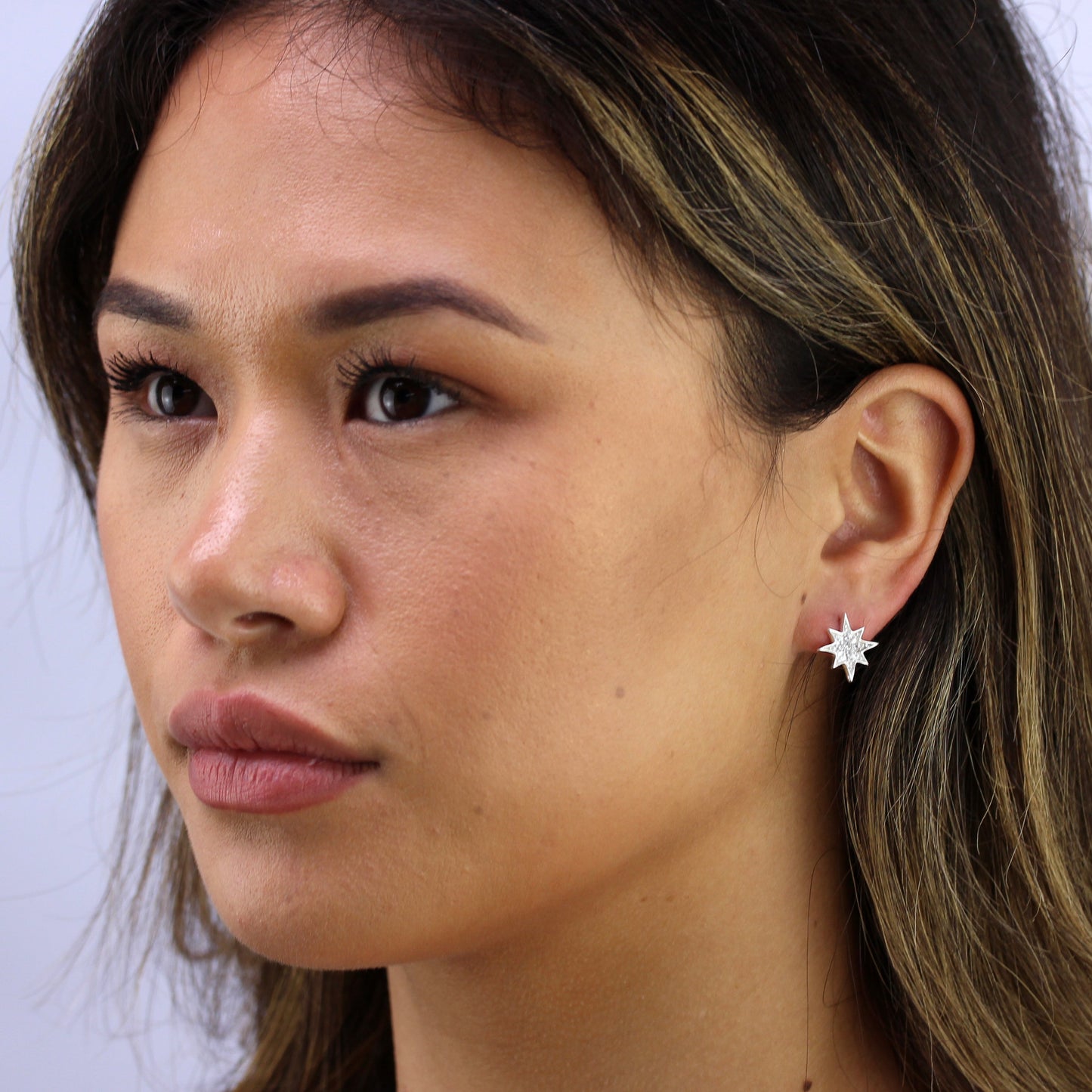 Sterling Silver & CZ Crystal Star Stud Earrings