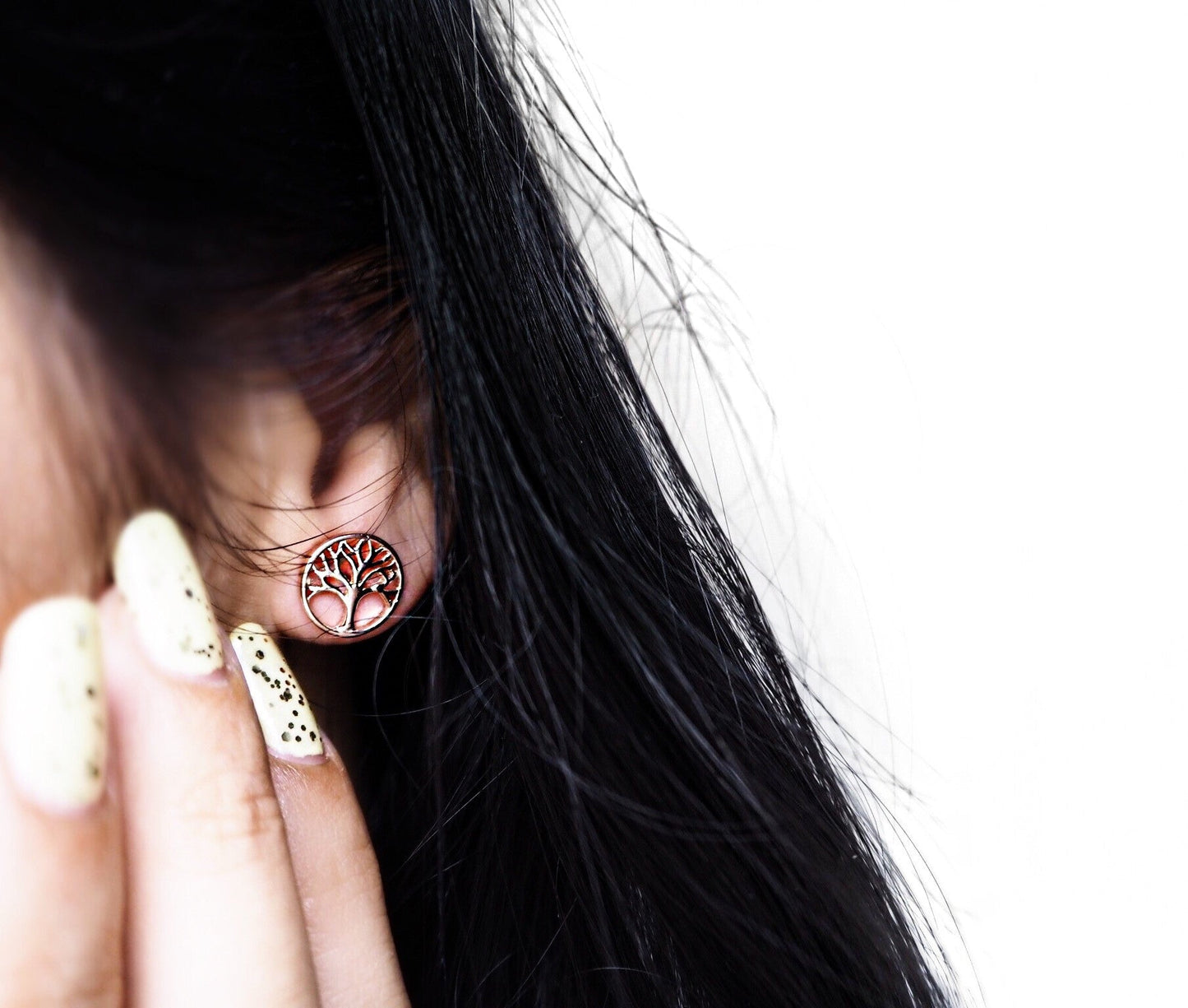 Rose Gold Plated Sterling Silver Tree of Life Stud Earrings