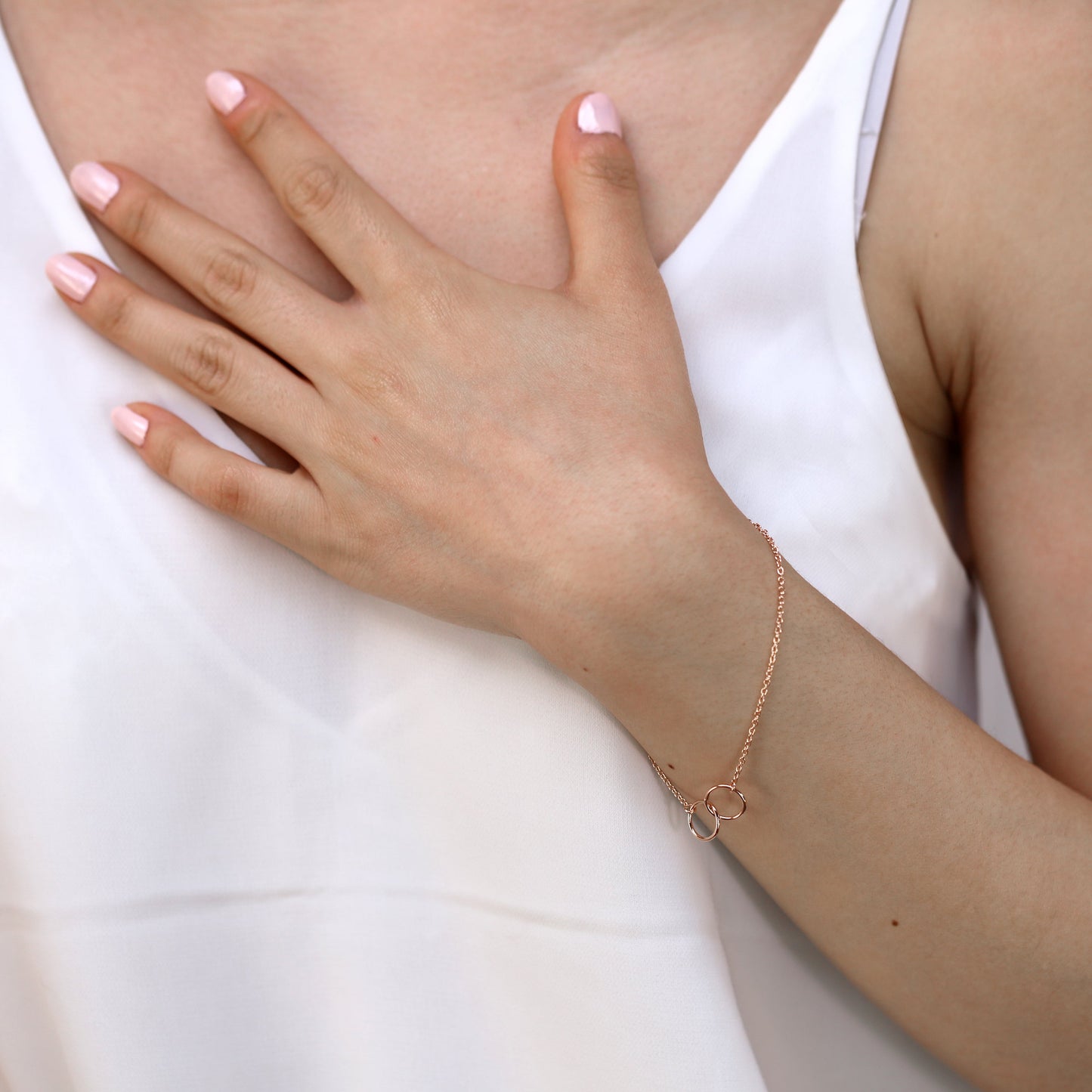 Rose Gold Plated Sterling Silver Fine Belcher Chain Infinity Bracelet