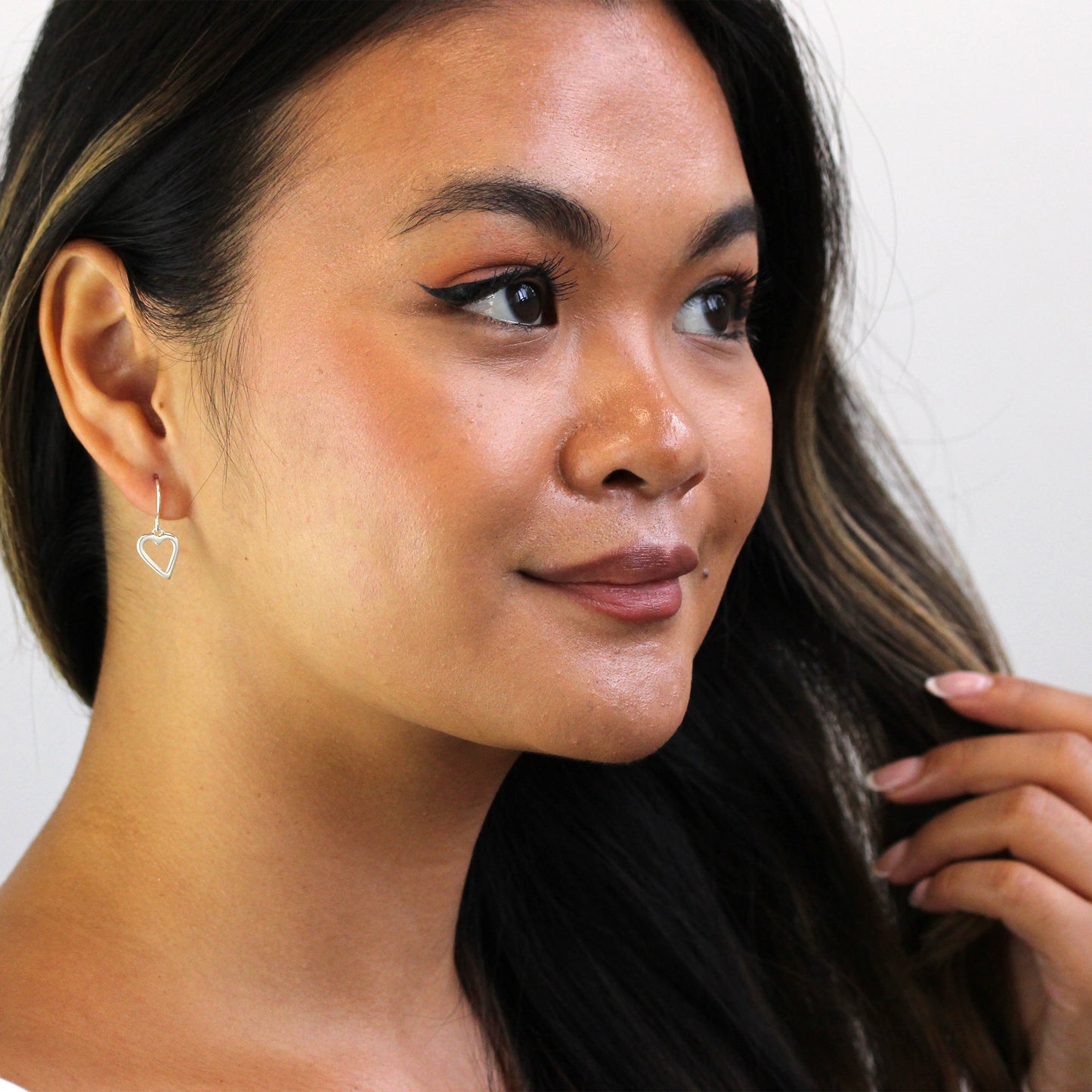 Sterling Silver Cut Out Heart Dangle Earrings