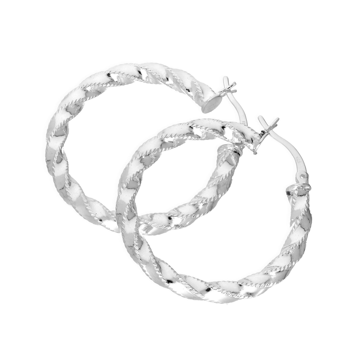 Large Sterling Silver Thick Twisted Creole Hoop Earrings