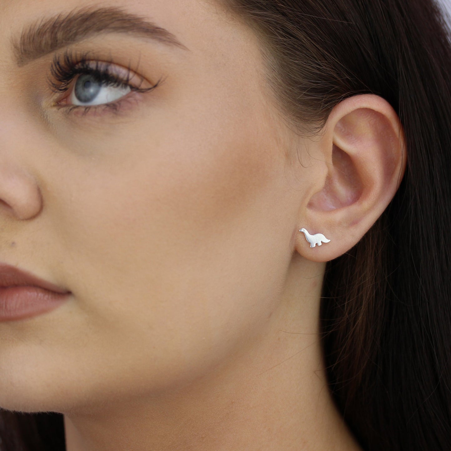 Simple Sterling Silver Dinosaur Stud Earrings