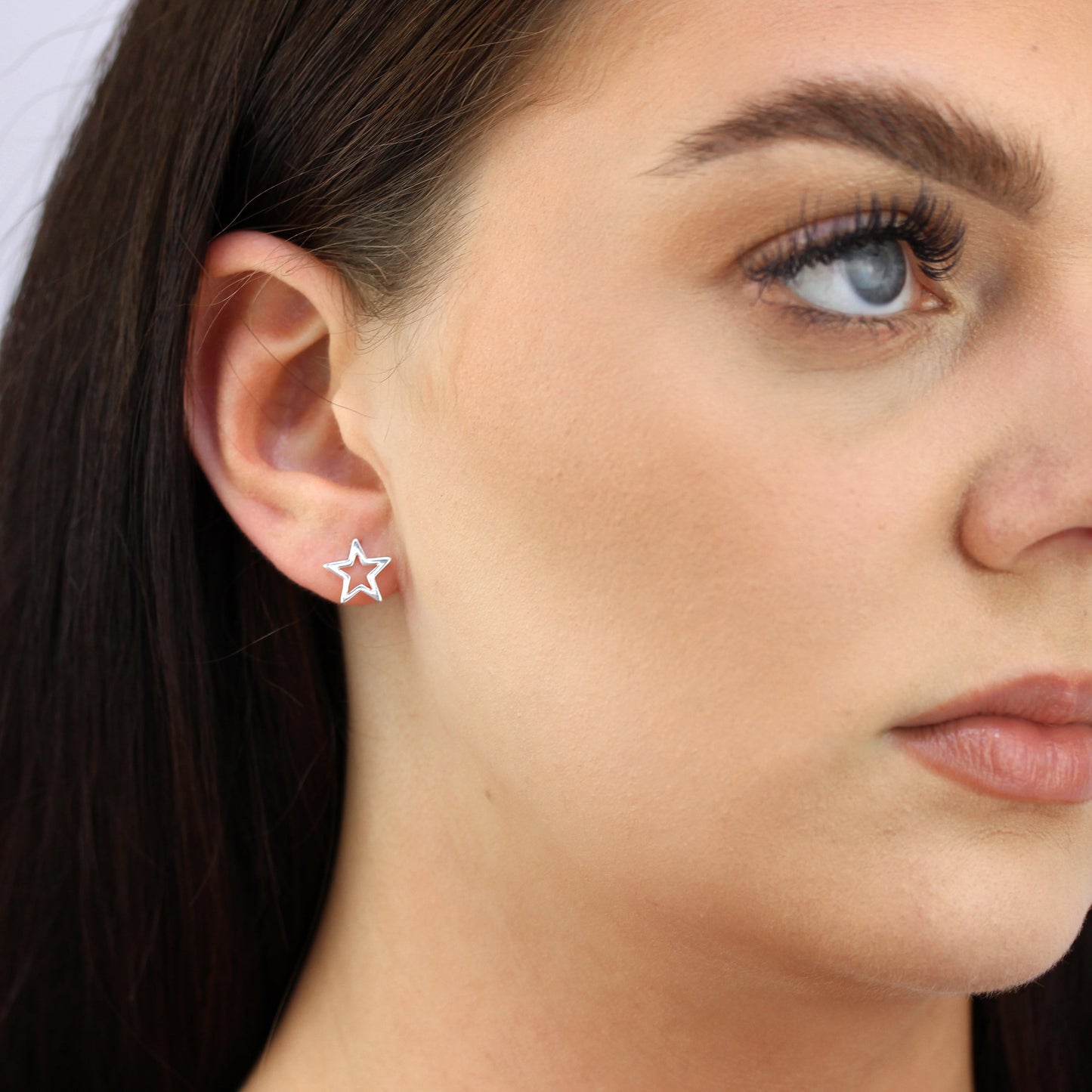 Sterling Silver Open Star Stud Earrings