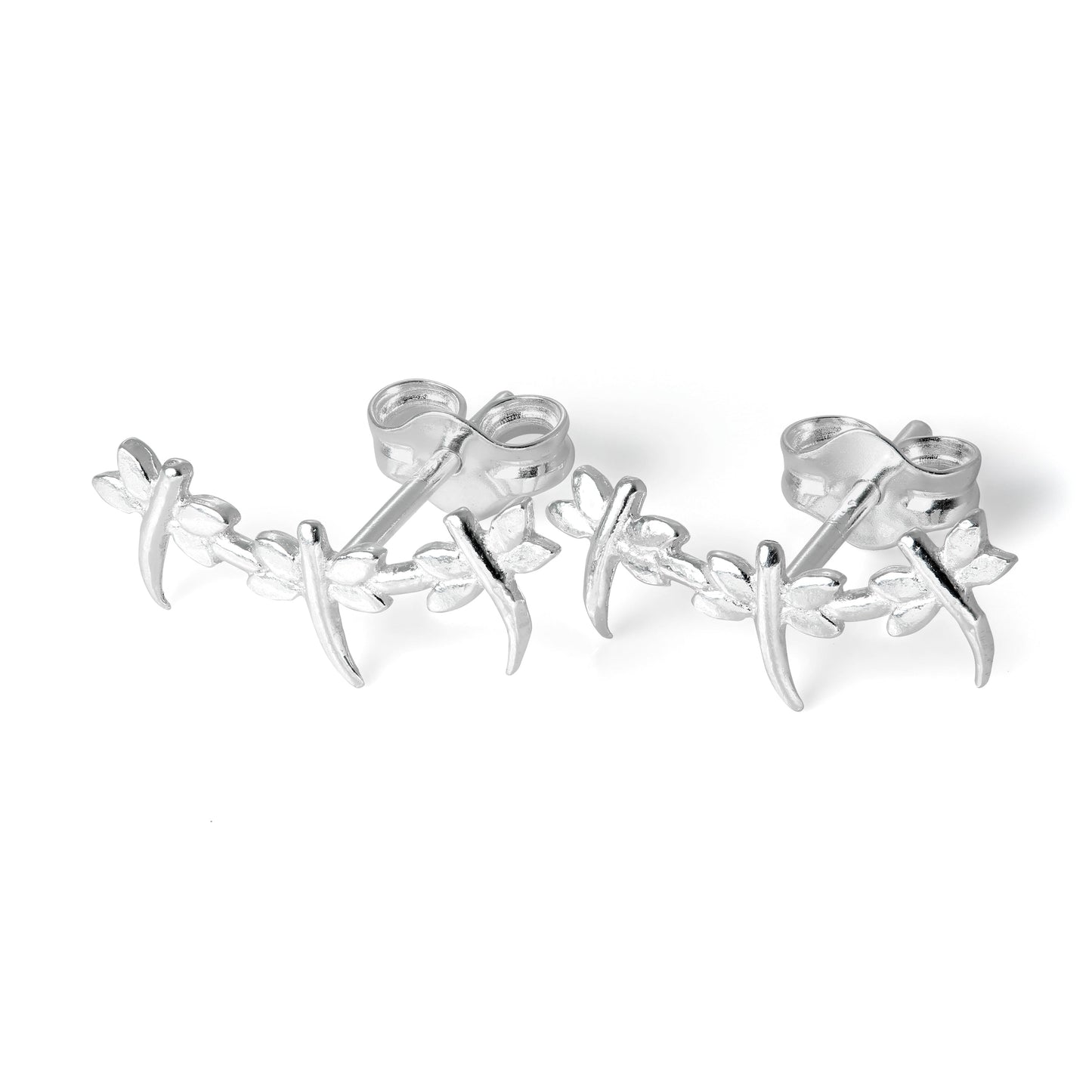 Small Sterling Silver Triple Dragonfly Stud Earrings