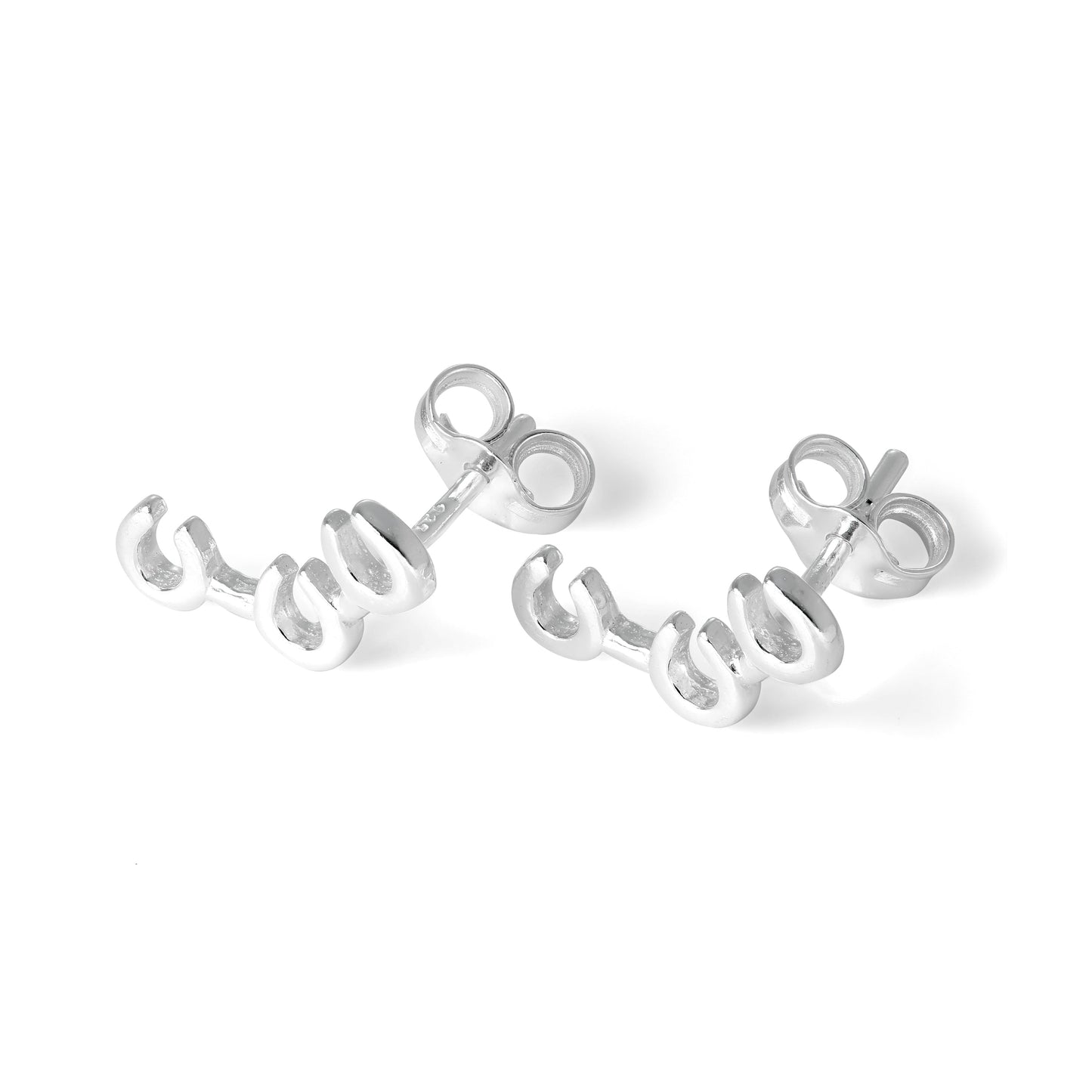 Small Sterling Silver Triple Horseshoe Stud Earrings