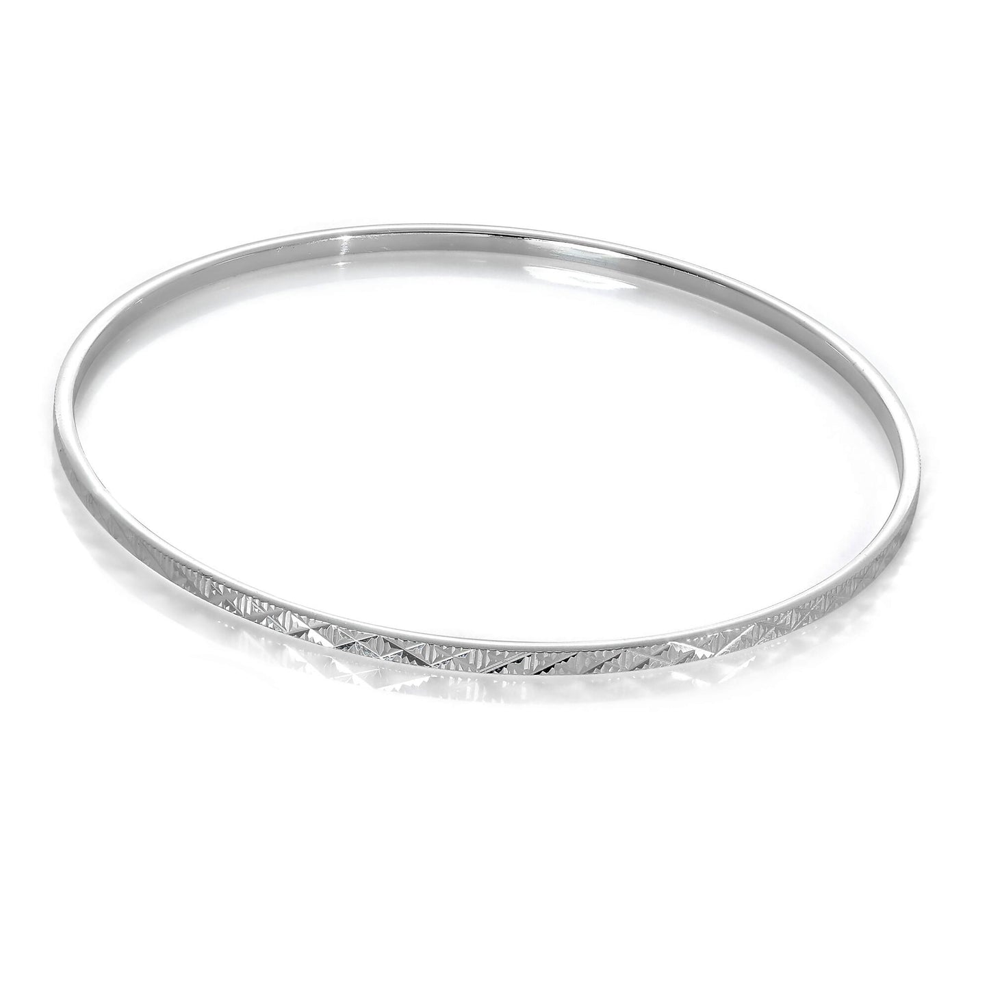 Sterling Silver Diamond Cut Kiss 66mm Stacking Bangle