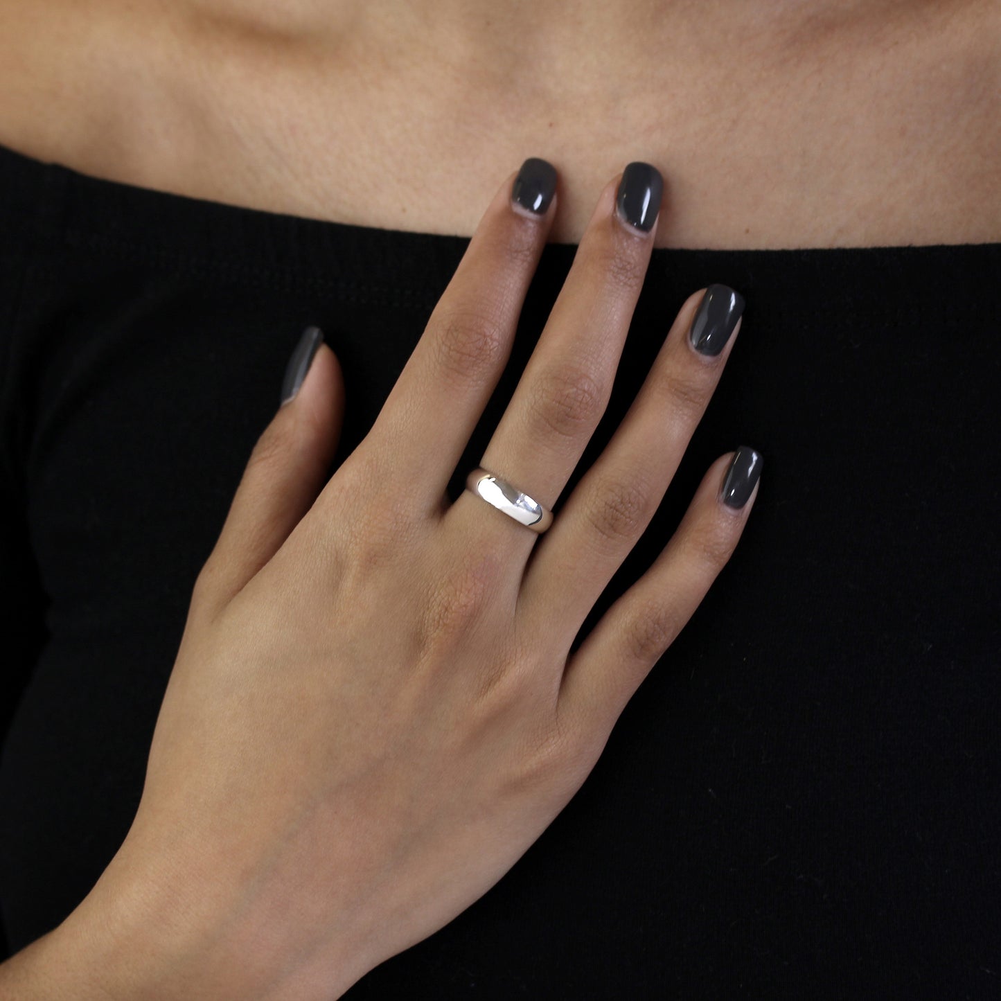 Sterling Silver 5mm D Shaped Wedding Band Ring Size I - Z+5