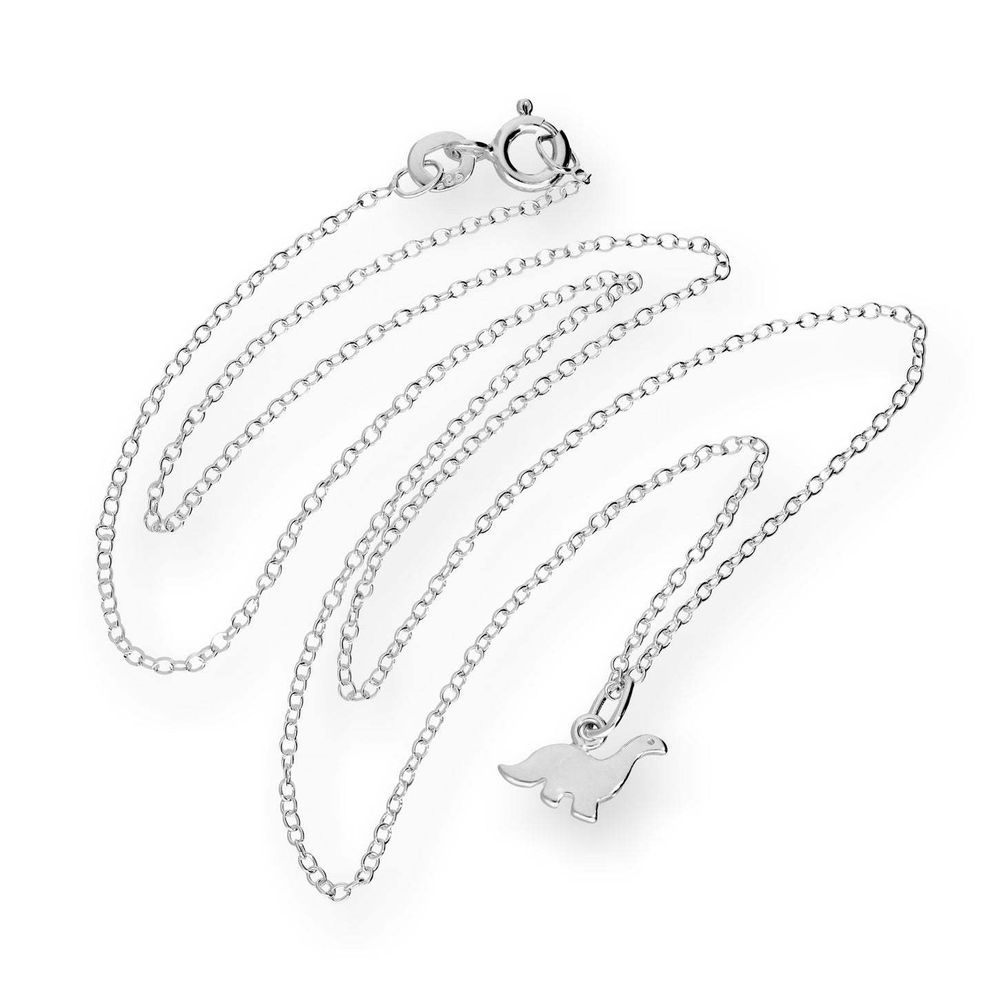 Small Sterling Silver 18 Inch Dinosaur Necklace