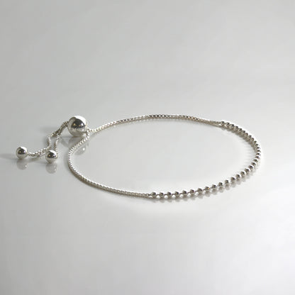Sterling Silver 10 Inch Bead Chain & Box Chain Adjustable Bracelet