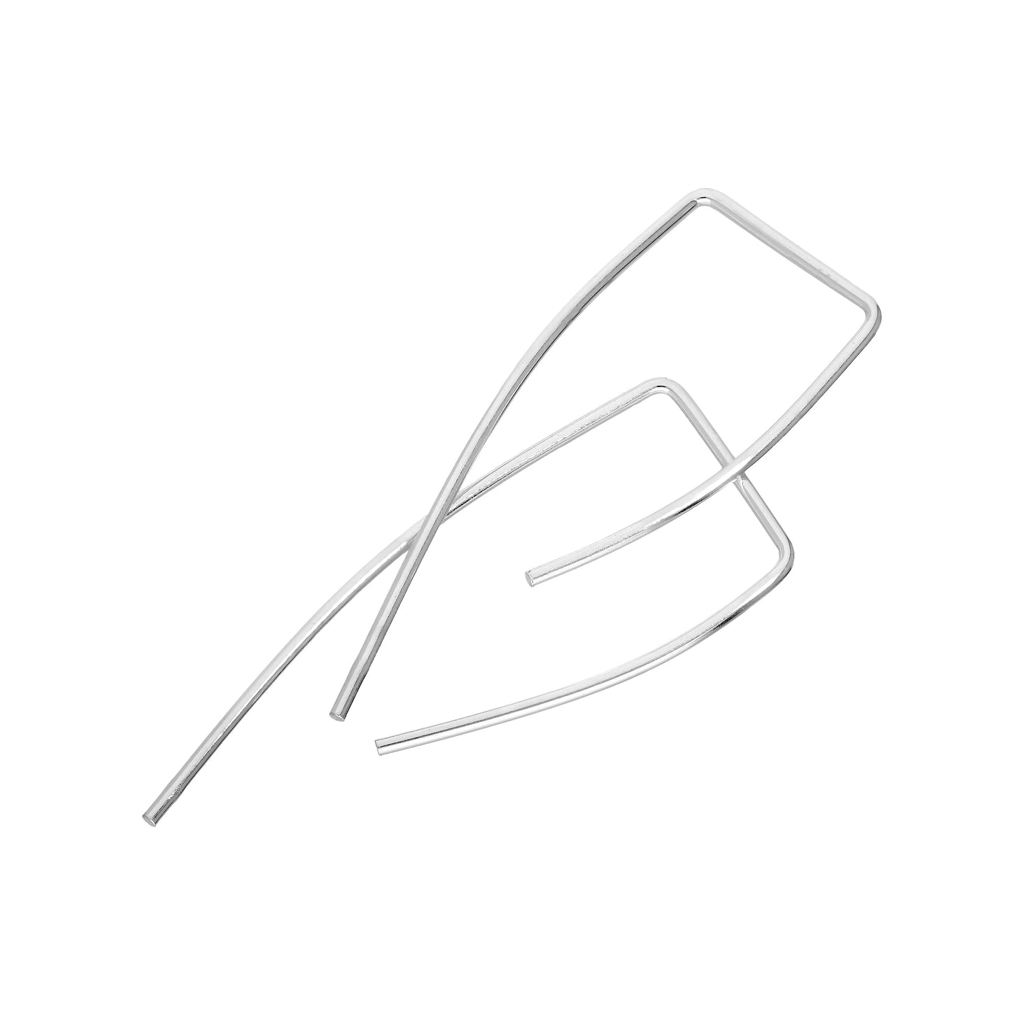 Sterling Silver Pull Through Bar Curve Earrings