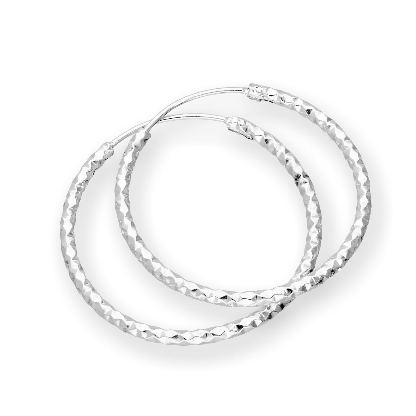 Sterling Silver Diamond Cut Hoop Earrings 15mm 18mm 25mm 28mm
