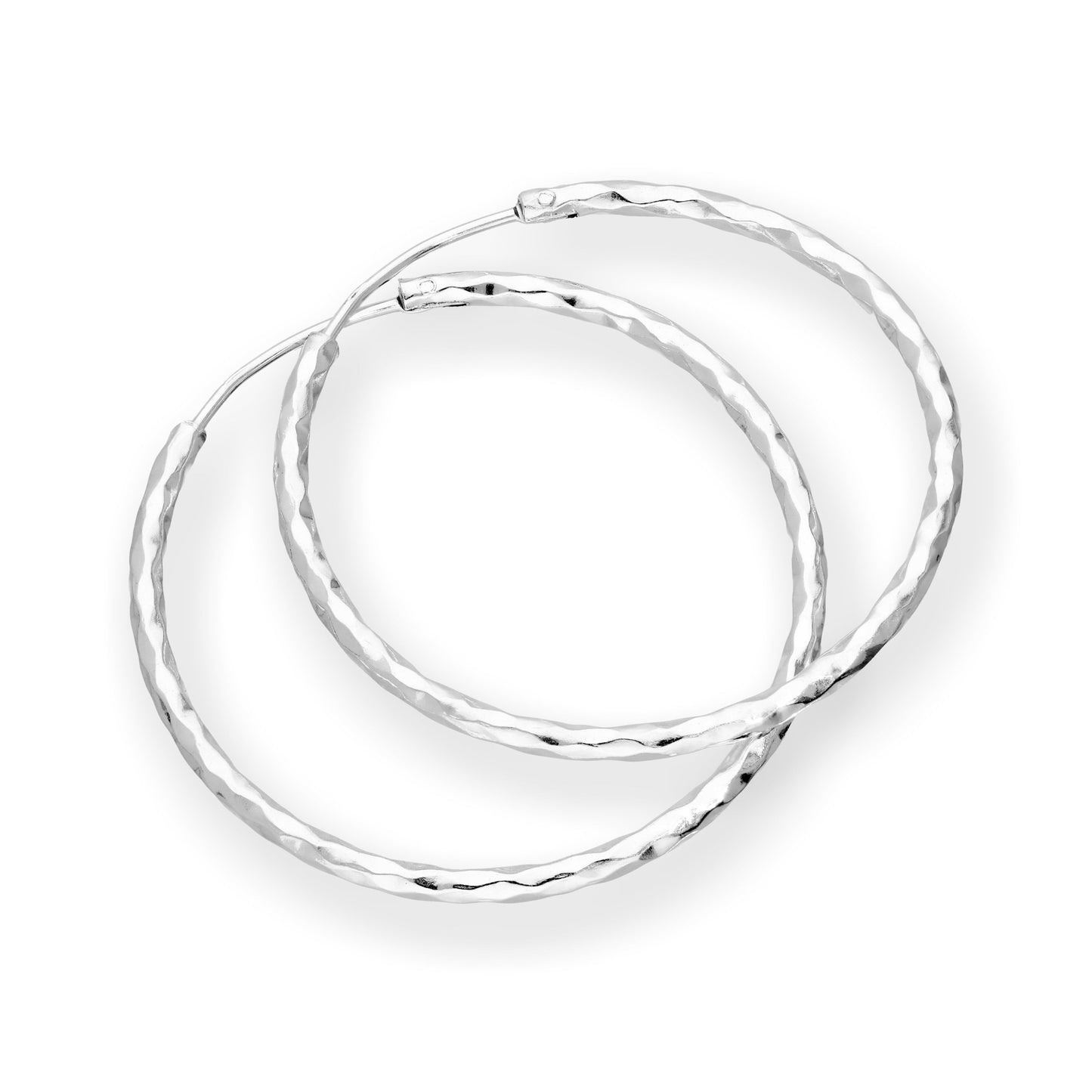 Sterling Silver Diamond Cut Hoop Earrings 18mm 24mm 28mm