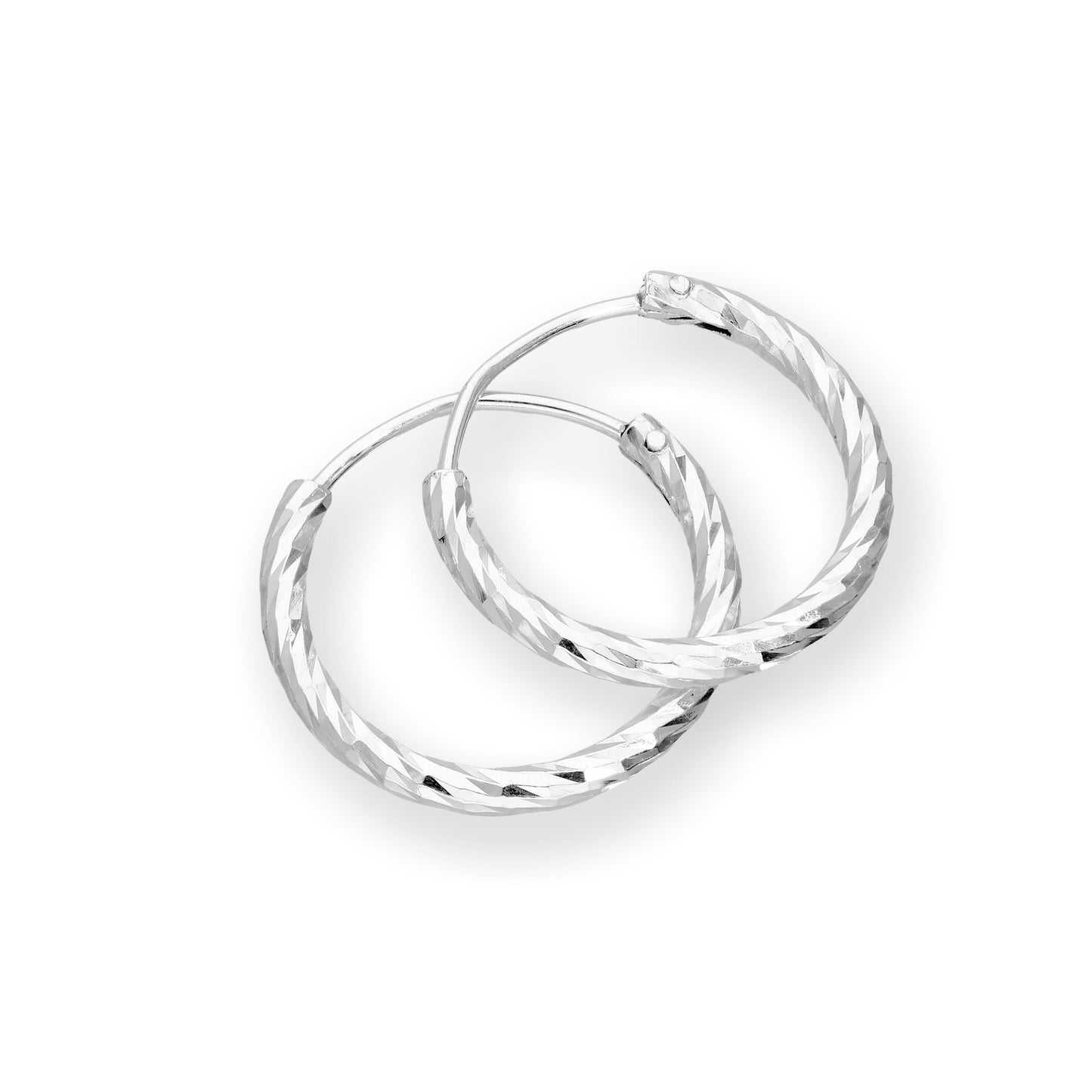 Sterling Silver Diamond Cut Hoop Earrings 15mm 18mm 24mm 28mm