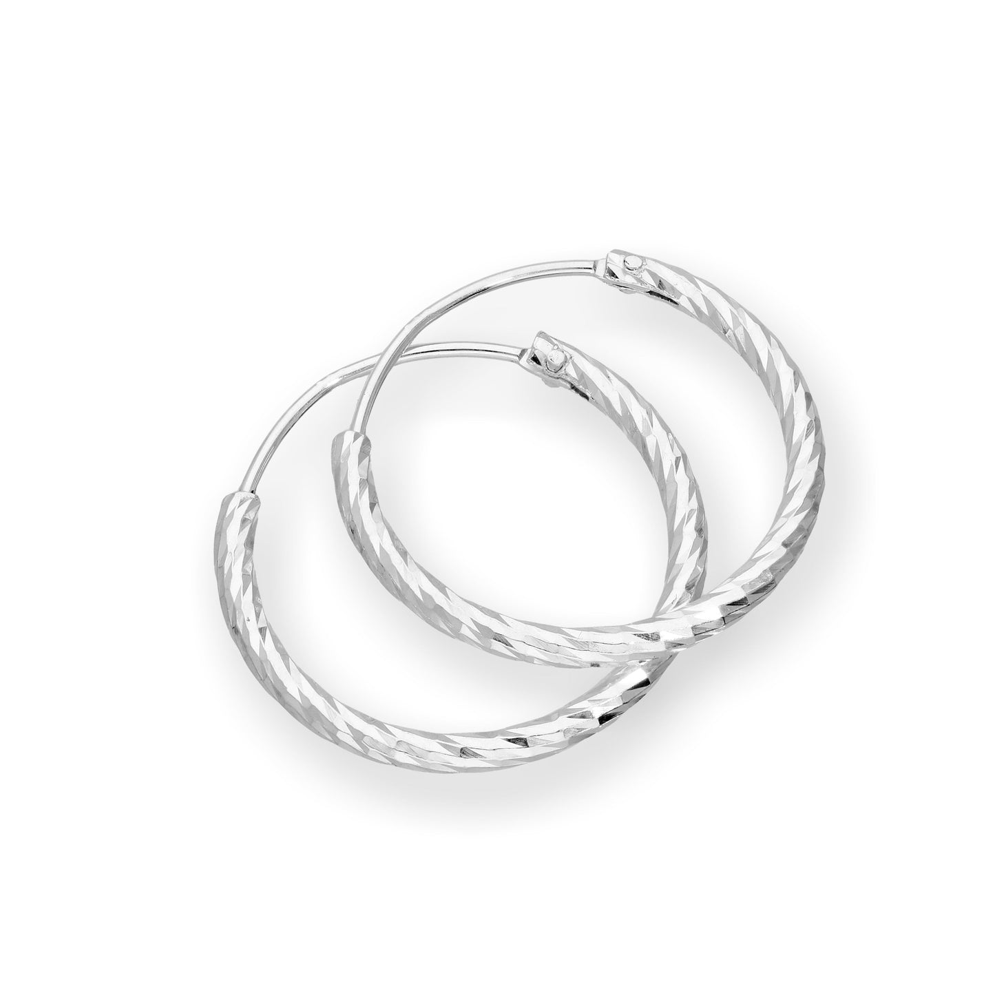 Sterling Silver Diamond Cut Hoop Earrings 15mm 18mm 24mm 28mm