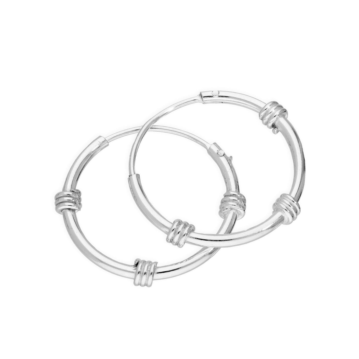 Sterling Silver 17mm Bali Hoop Earrings