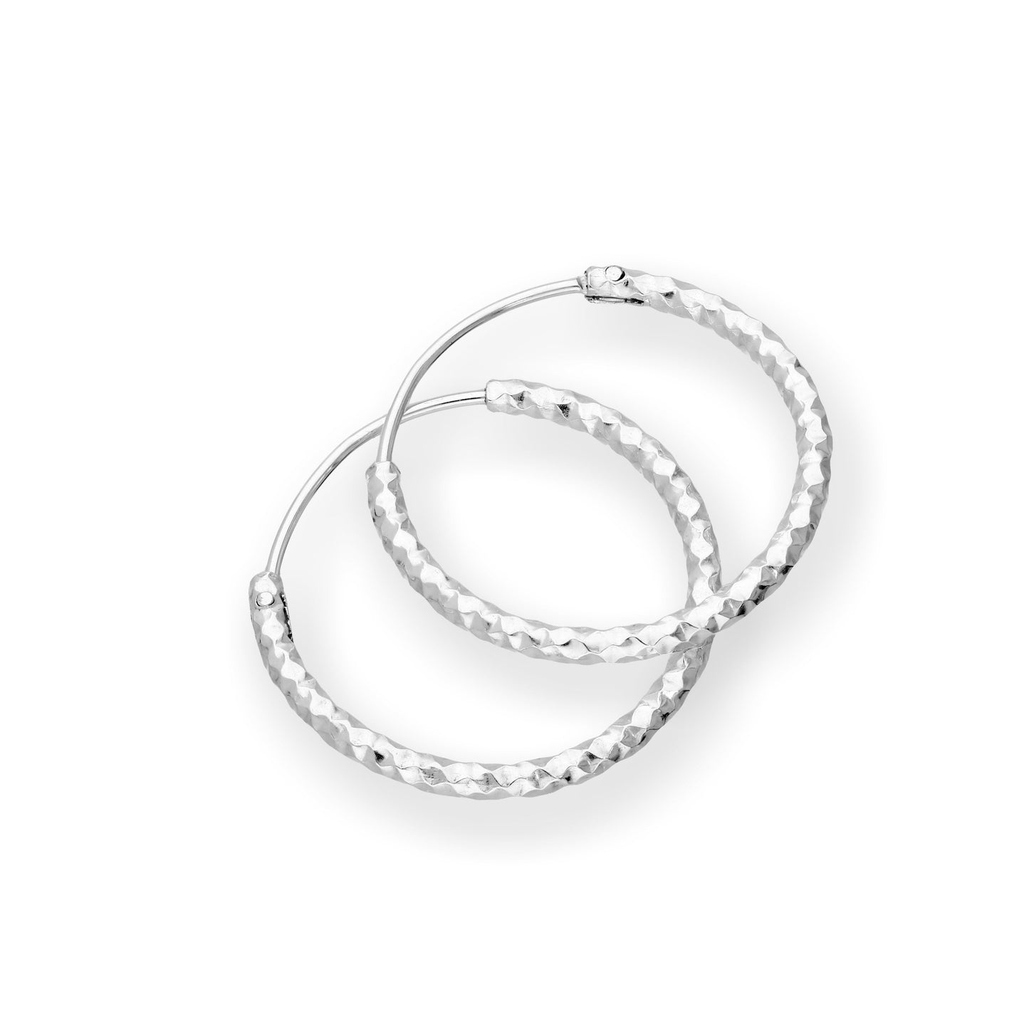 Sterling Silver Diamond Cut Hoop Earrings 15mm 18mm 25mm 28mm