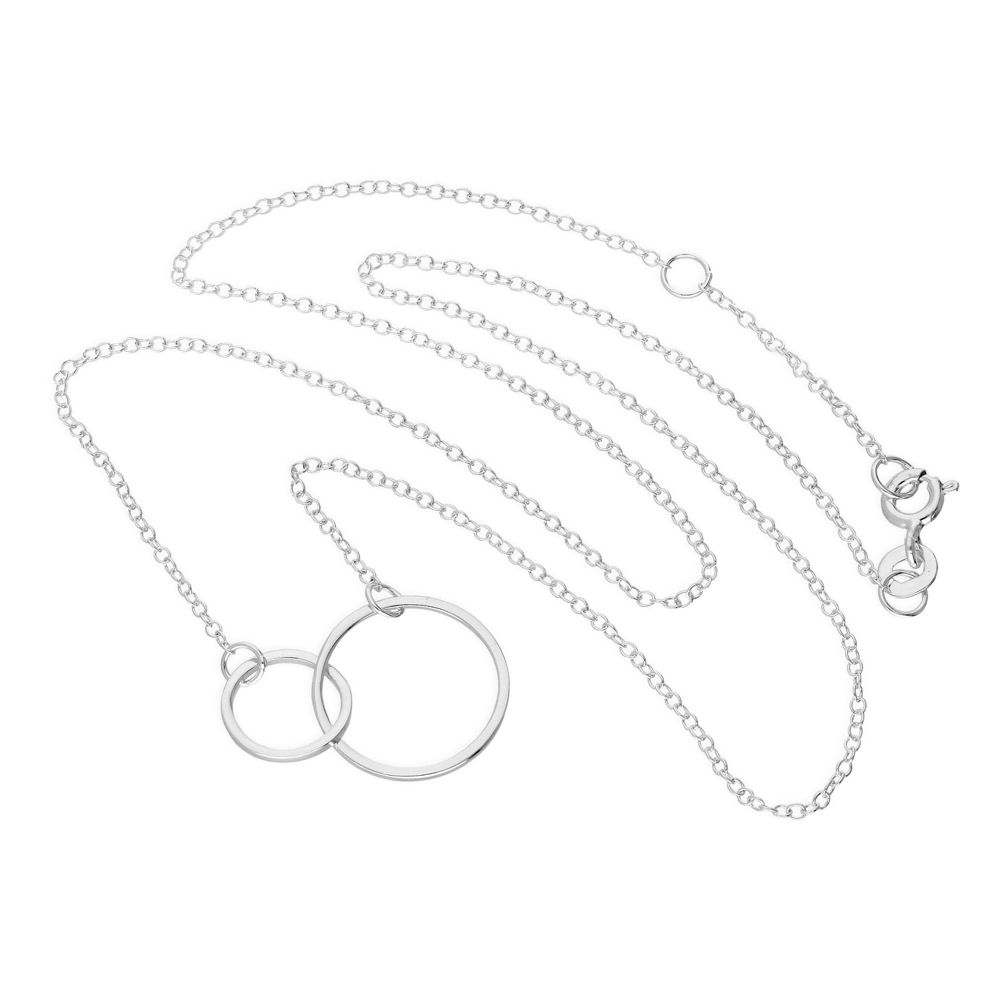 Sterling Silver Karma Circles Necklace on 17 Inch Chain