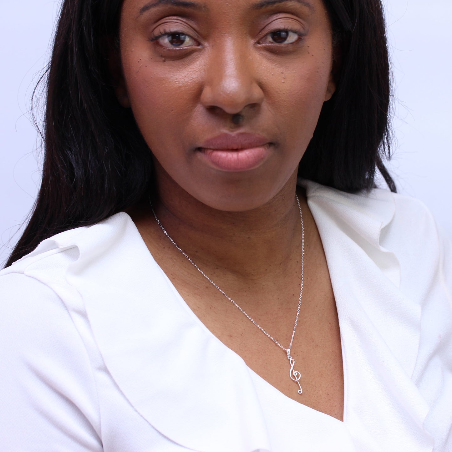 Sterling Silver Treble Clef Pendant on 18 Inch Chain