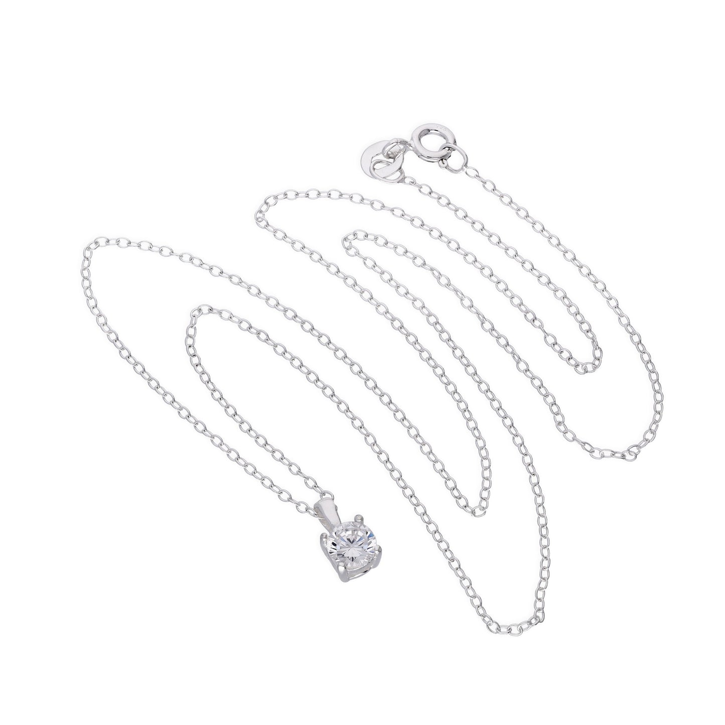 Sterling Silver & Clear CZ Crystal Pendant on 18 Chain