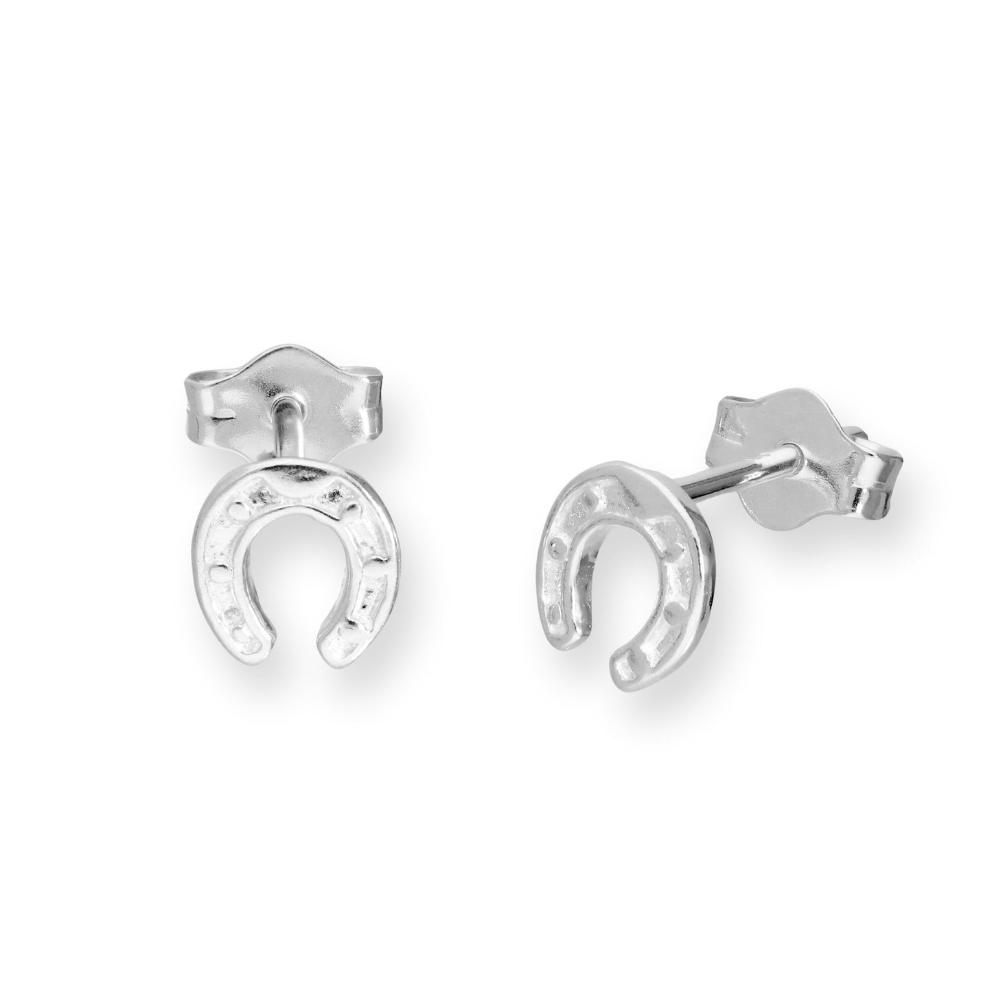 Sterling Silver Lucky Horseshoe Stud Earrings