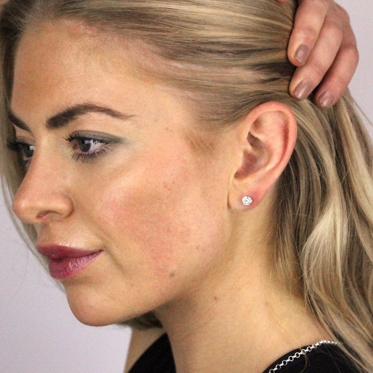 Sterling Silver Rose Bud Stud Earrings