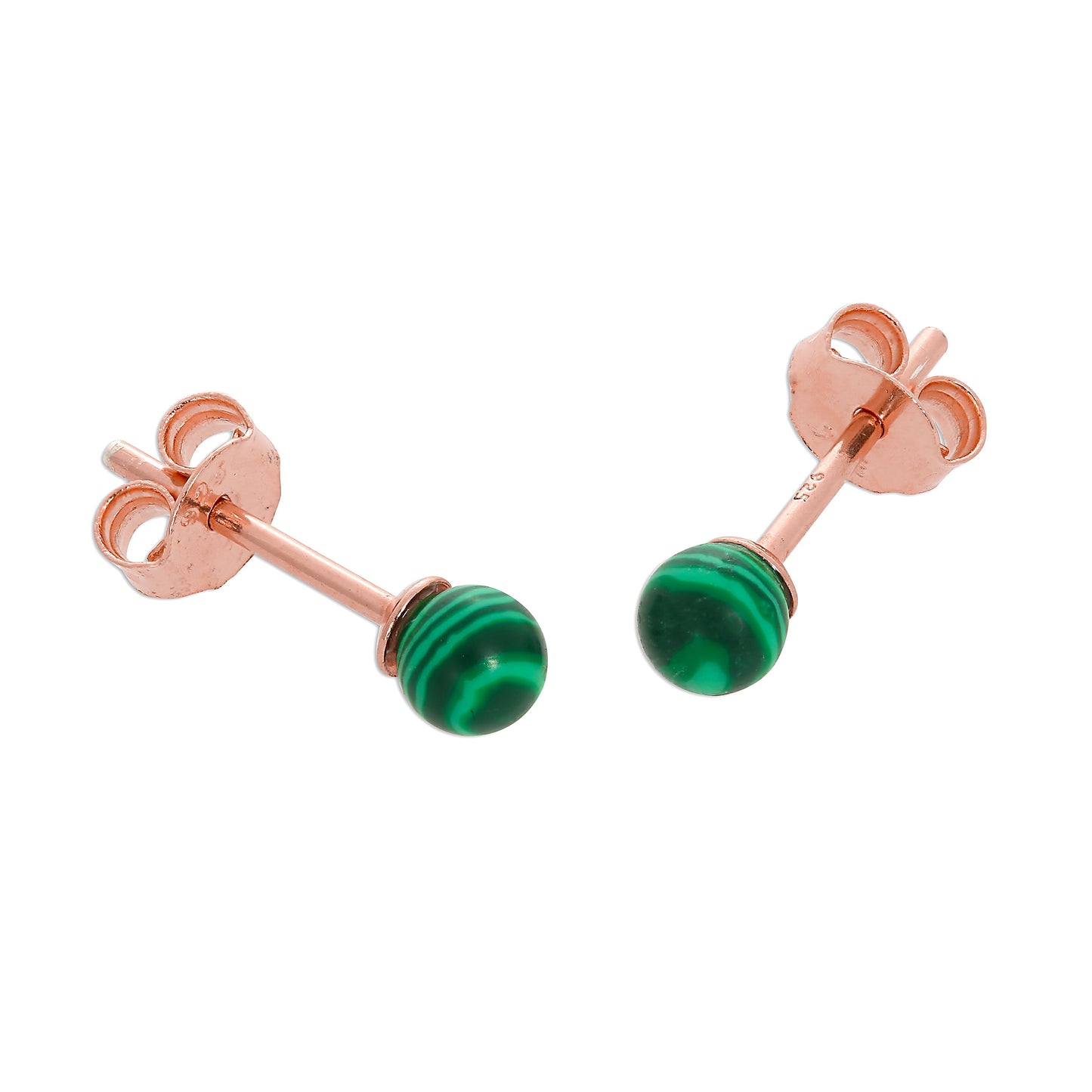 Rose Gold Plated Sterling Silver & Jade Enamel Stud Earrings