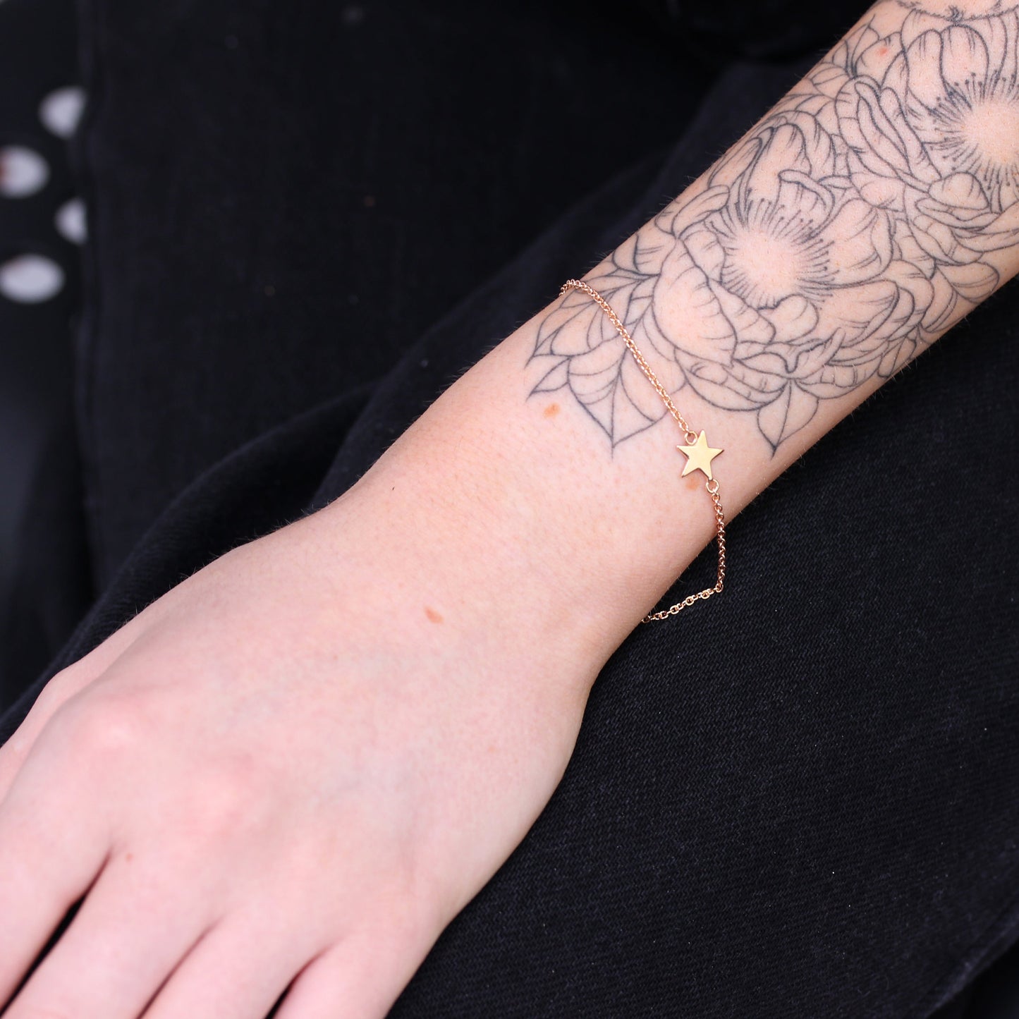 Rose Gold Plated Sterling Silver 7 Inch Star Bracelet