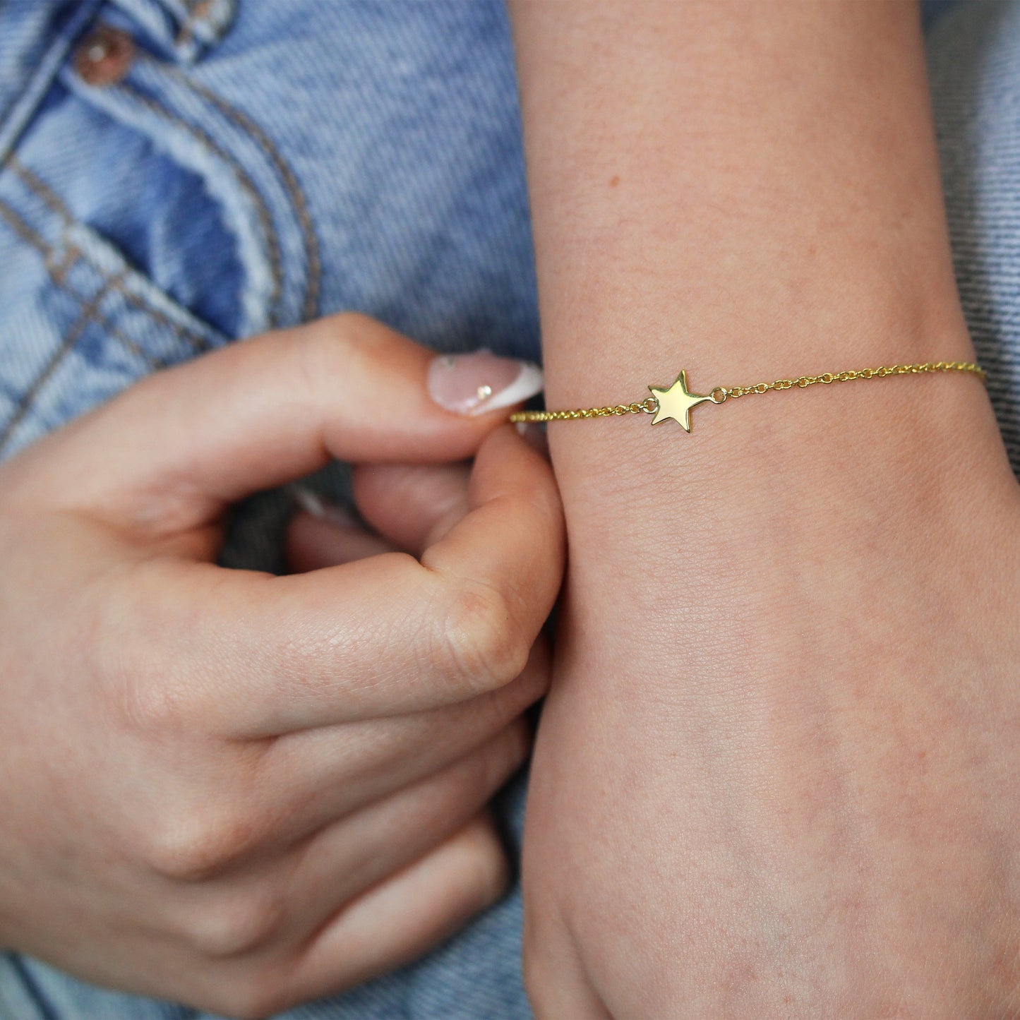 Gold Plated Sterling Silver 7 Inch Star Bracelet