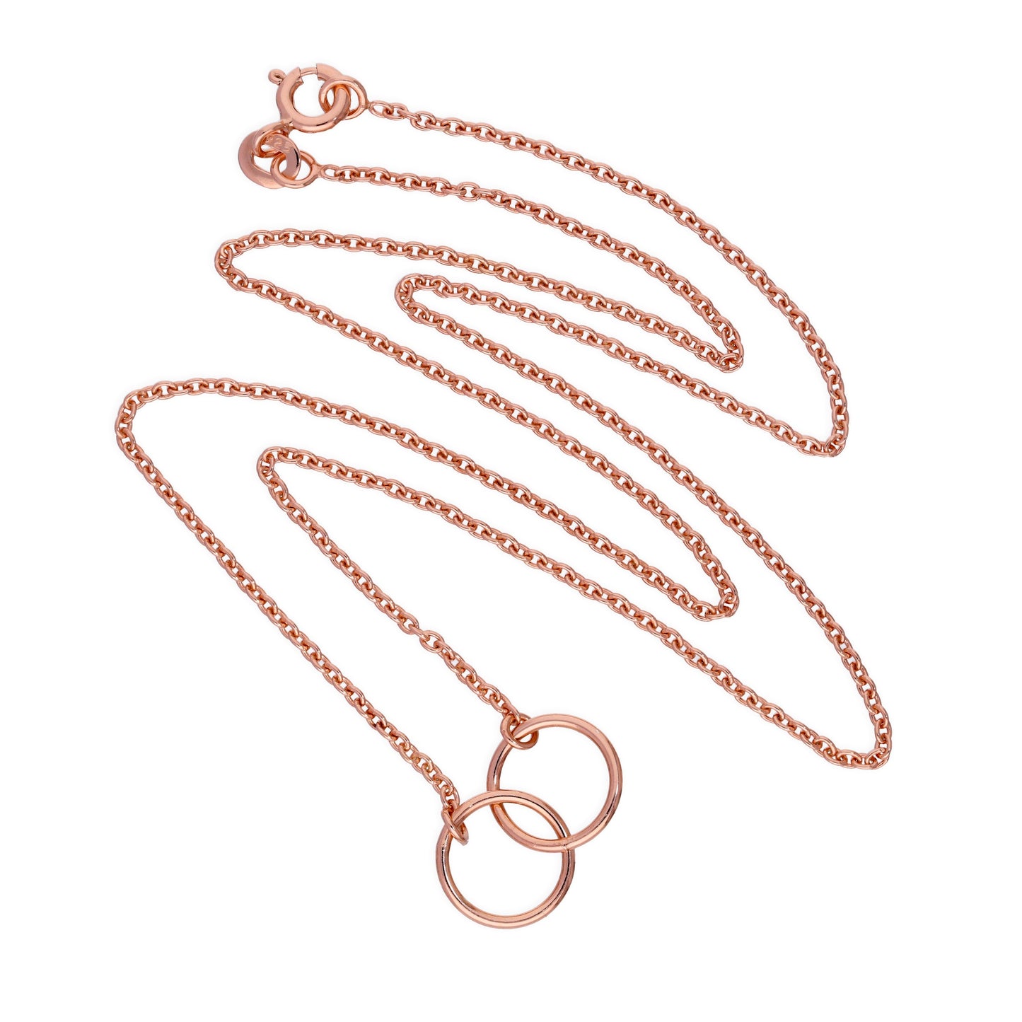 Rose Gold Plated Sterling Silver Karma Circle Pendant on 18 Inch Chain