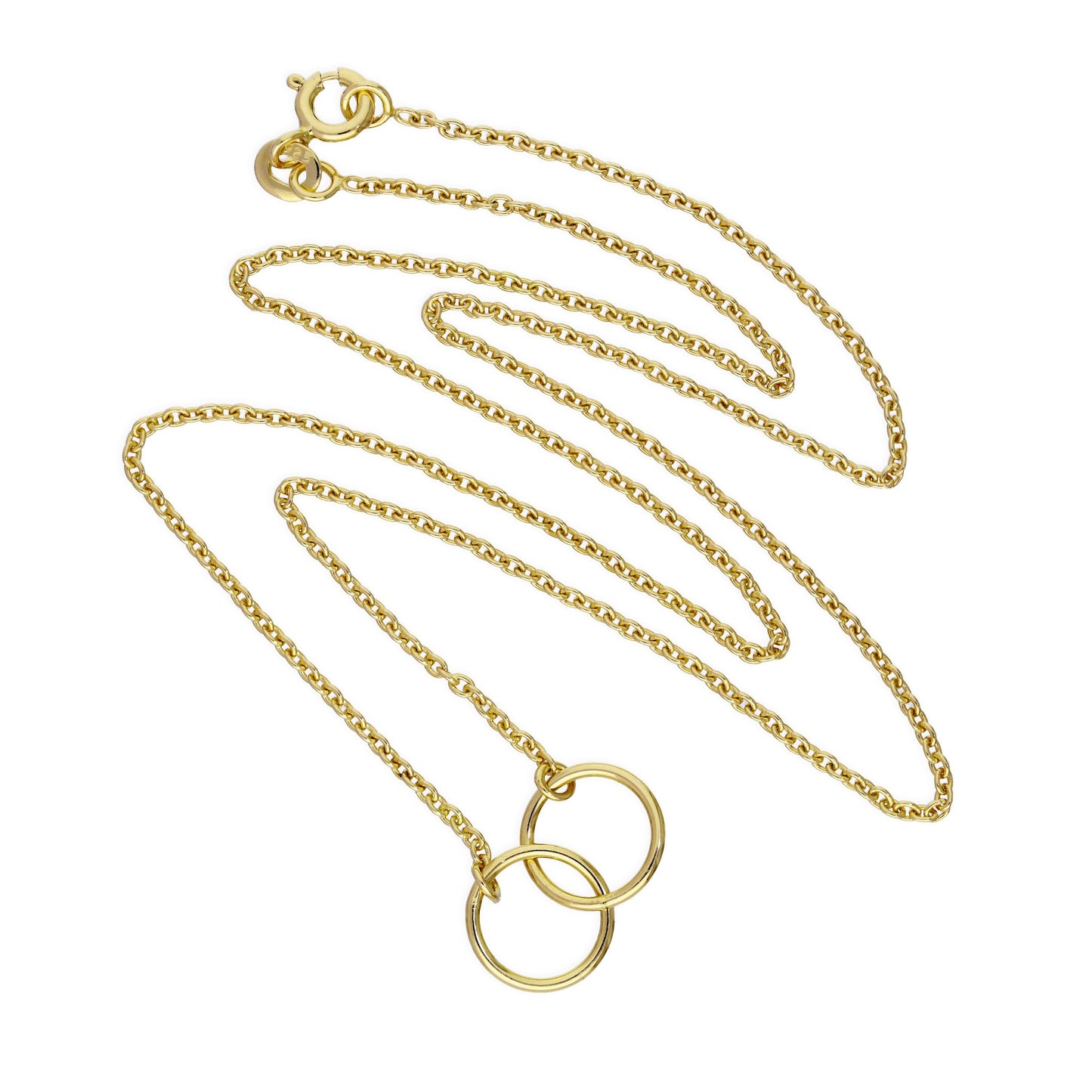 Gold Plated Sterling Silver Karma Circle Pendant on 18 Inch Chain