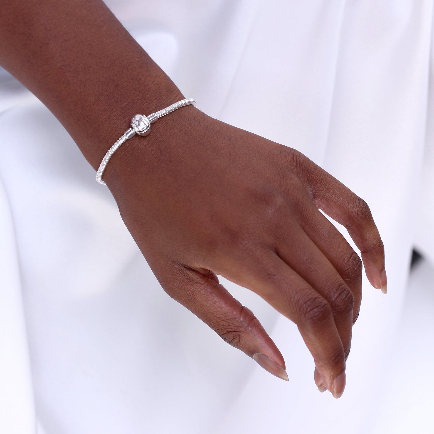 Sterling Silver Bead Charm Bracelet 6 Inches - 8 Inches