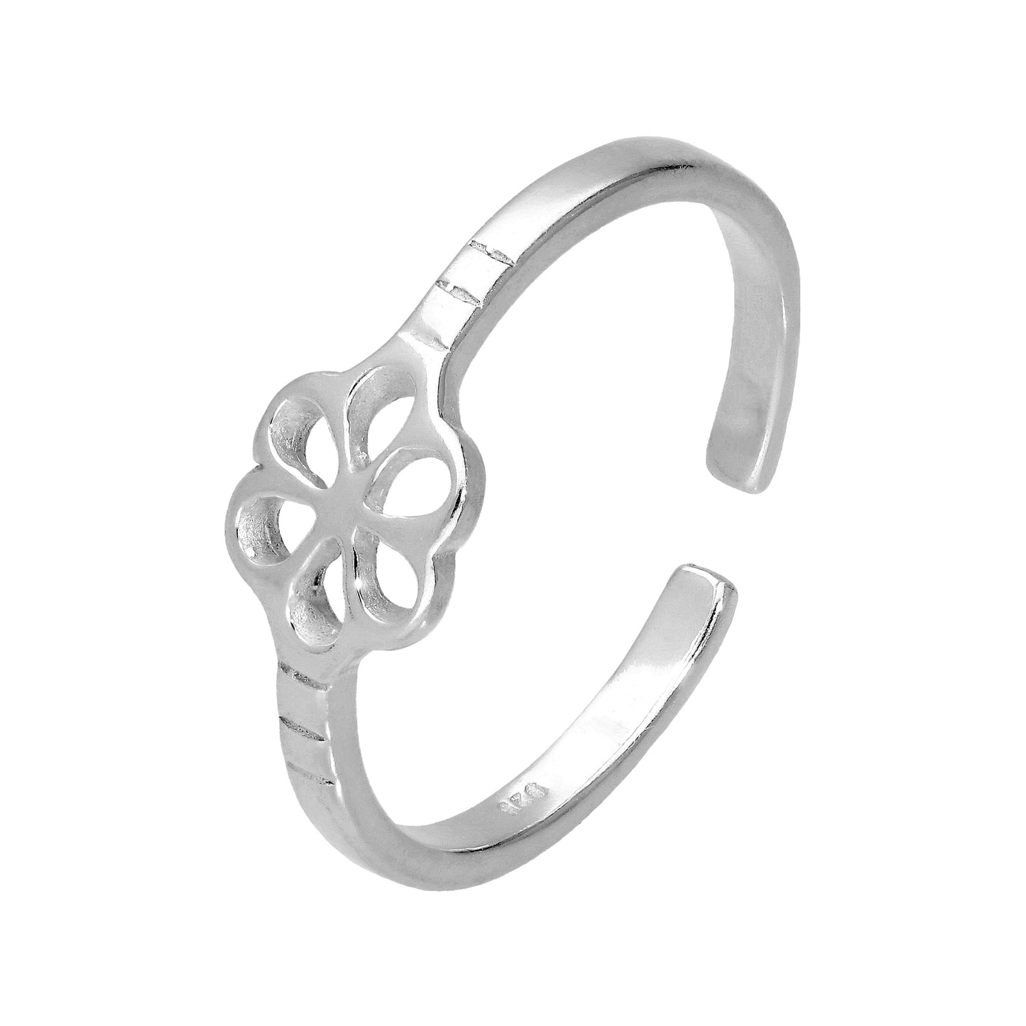 Sterling Silver Flower Adjustable Toe Ring