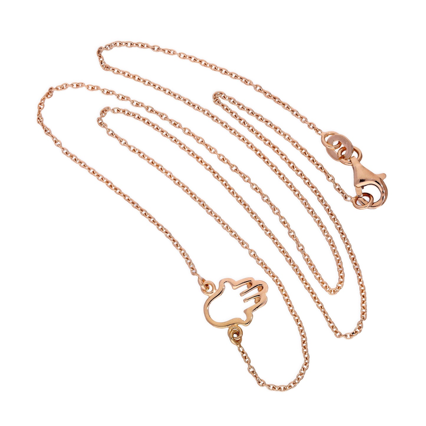 Rose Gold Plated Sterling Silver Hamsa Hand Outline Necklace
