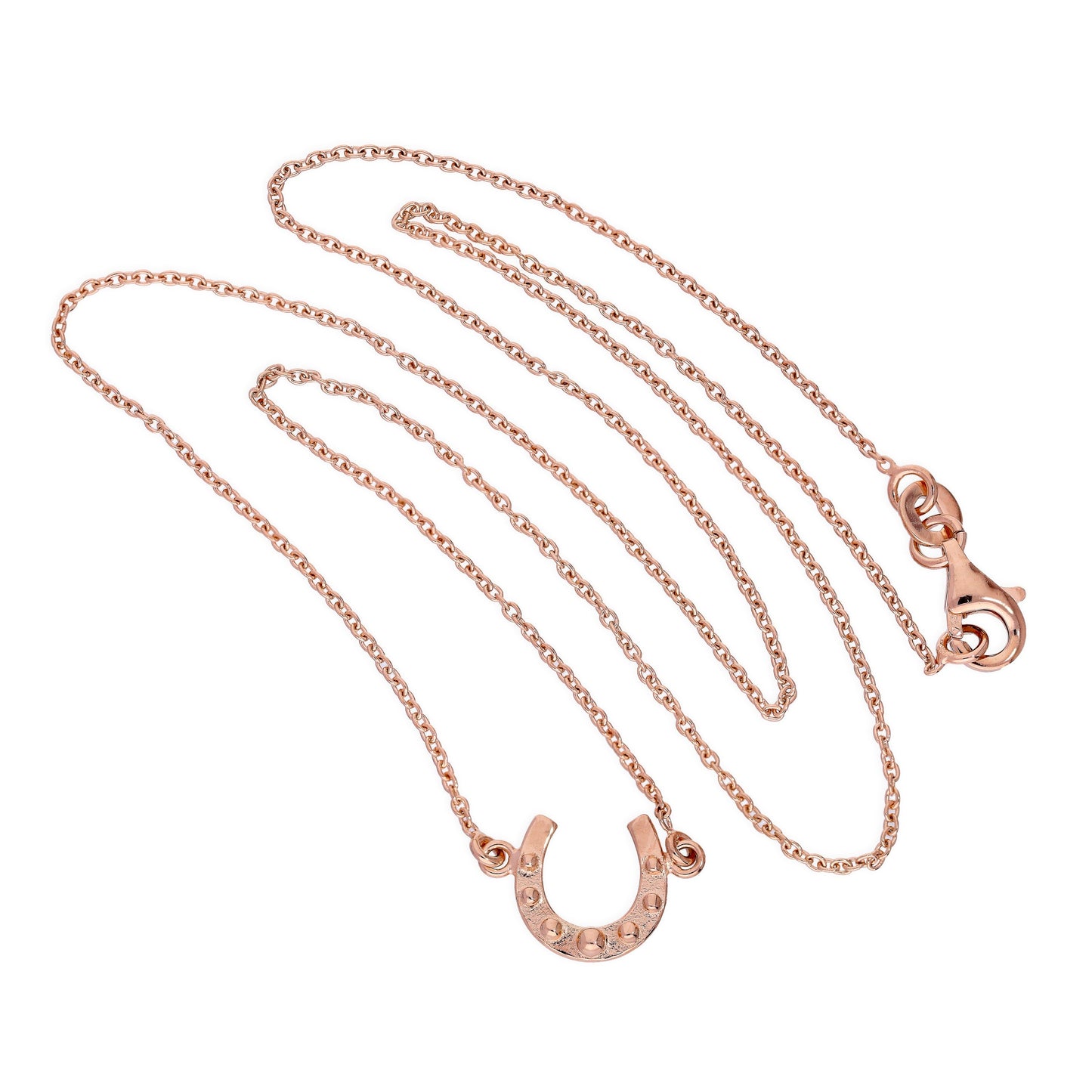 Rose Gold Plated Sterling Silver Lucky Horseshoe Necklace