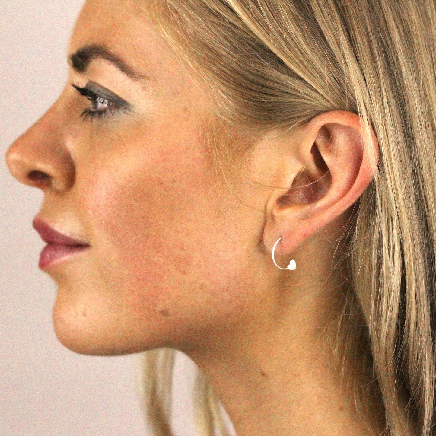 Sterling Silver Heart Pull Through Earrings