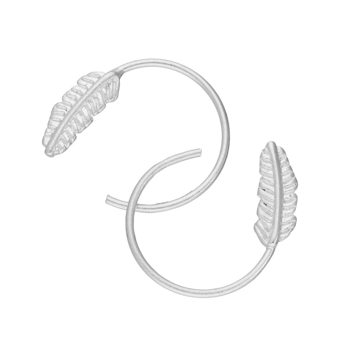 Sterling Silver Leaf Pull Through Earrings